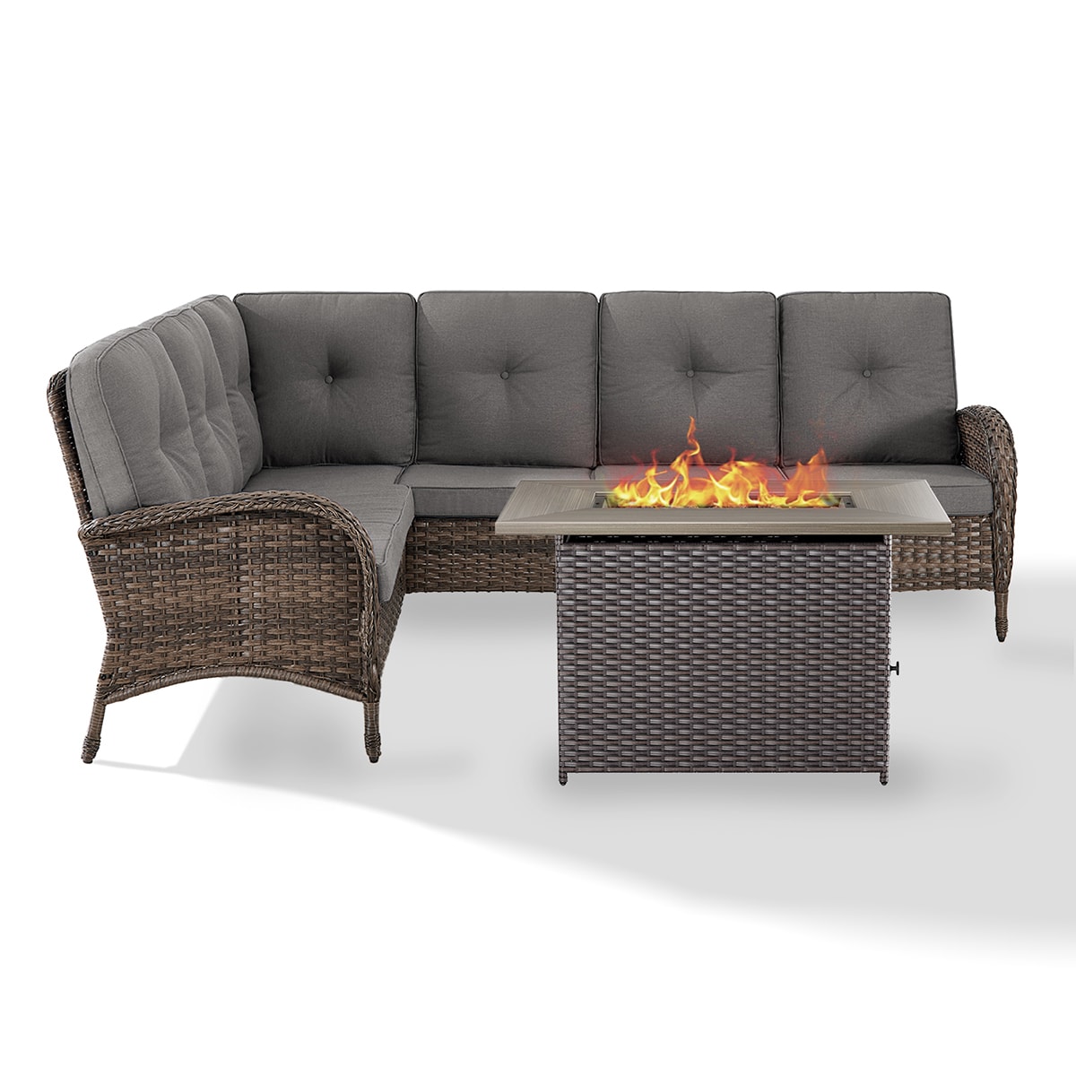 Rilyson FS130144-3 KEY WEST 2 -Piece Woven Patio Conversation Set with Gray Cushions