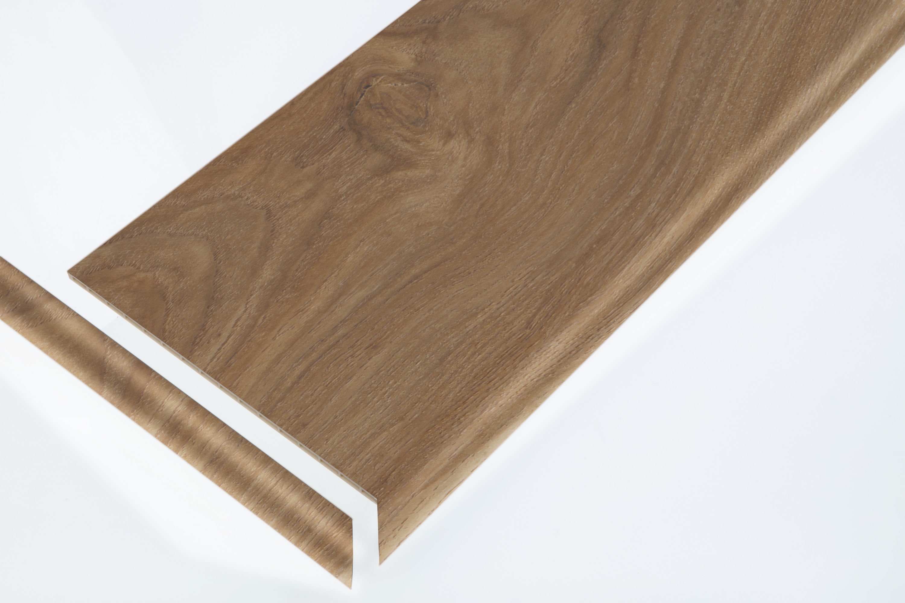 SMARTCORE LX50702077 by COREtec Floors 48-in x 12.2-in x 1.73-in Caldwell Oak Vinyl Oak Reversible return Bullnose Stair Tread