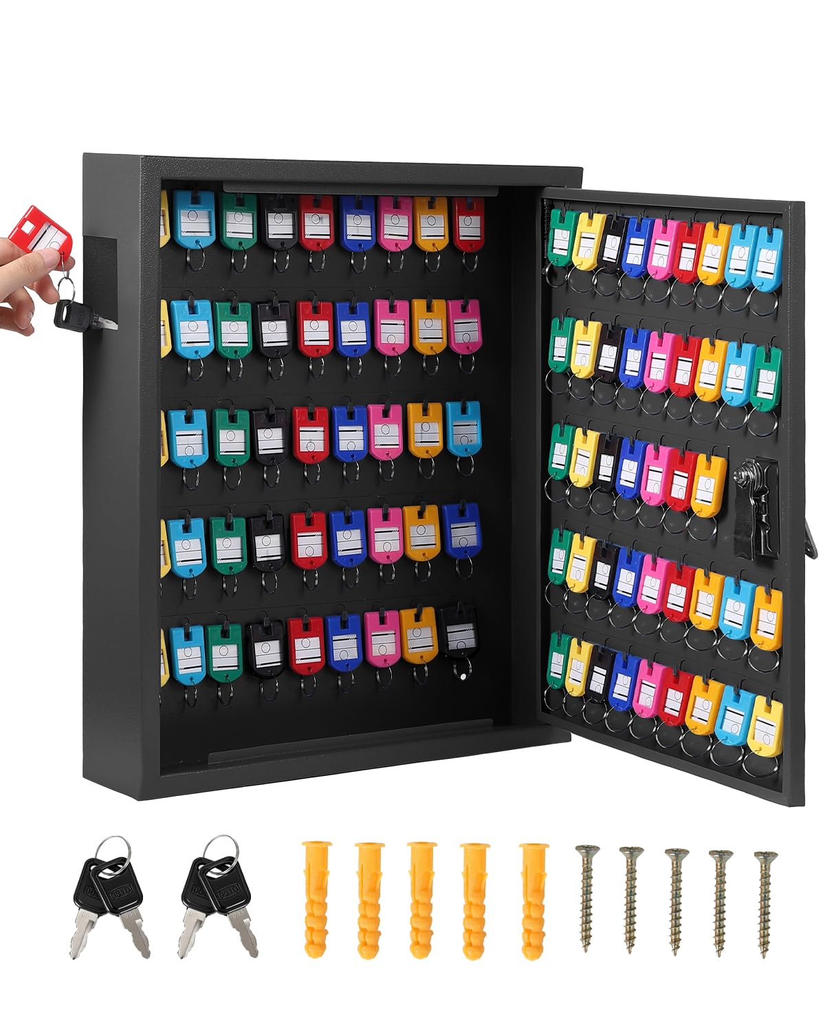 GarveeLife Wall Mount Key Lock Box with 2 Keys 88 Hooks and Colored ...