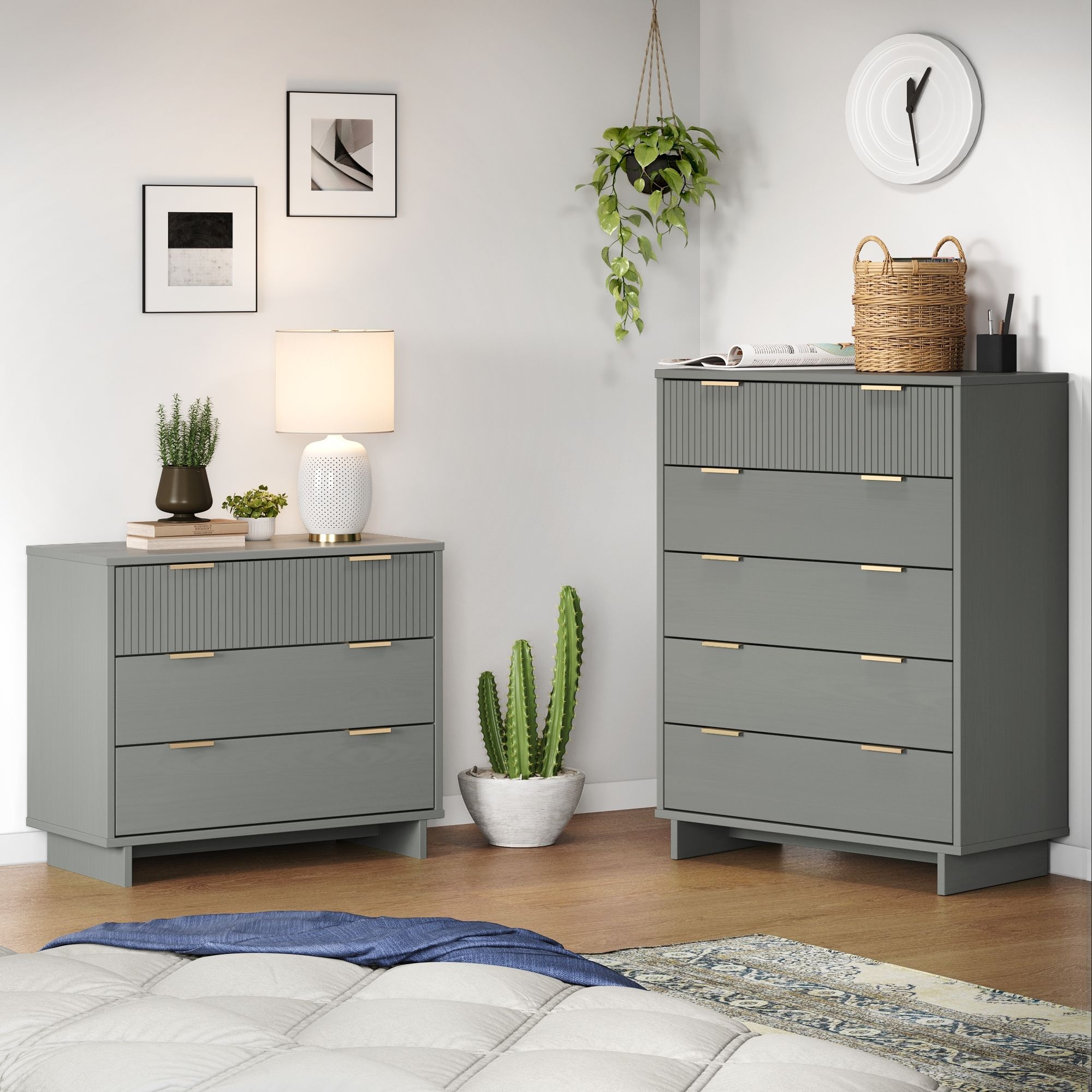 Manhattan Comfort GRAN026 Light Grey Full Bedroom Set