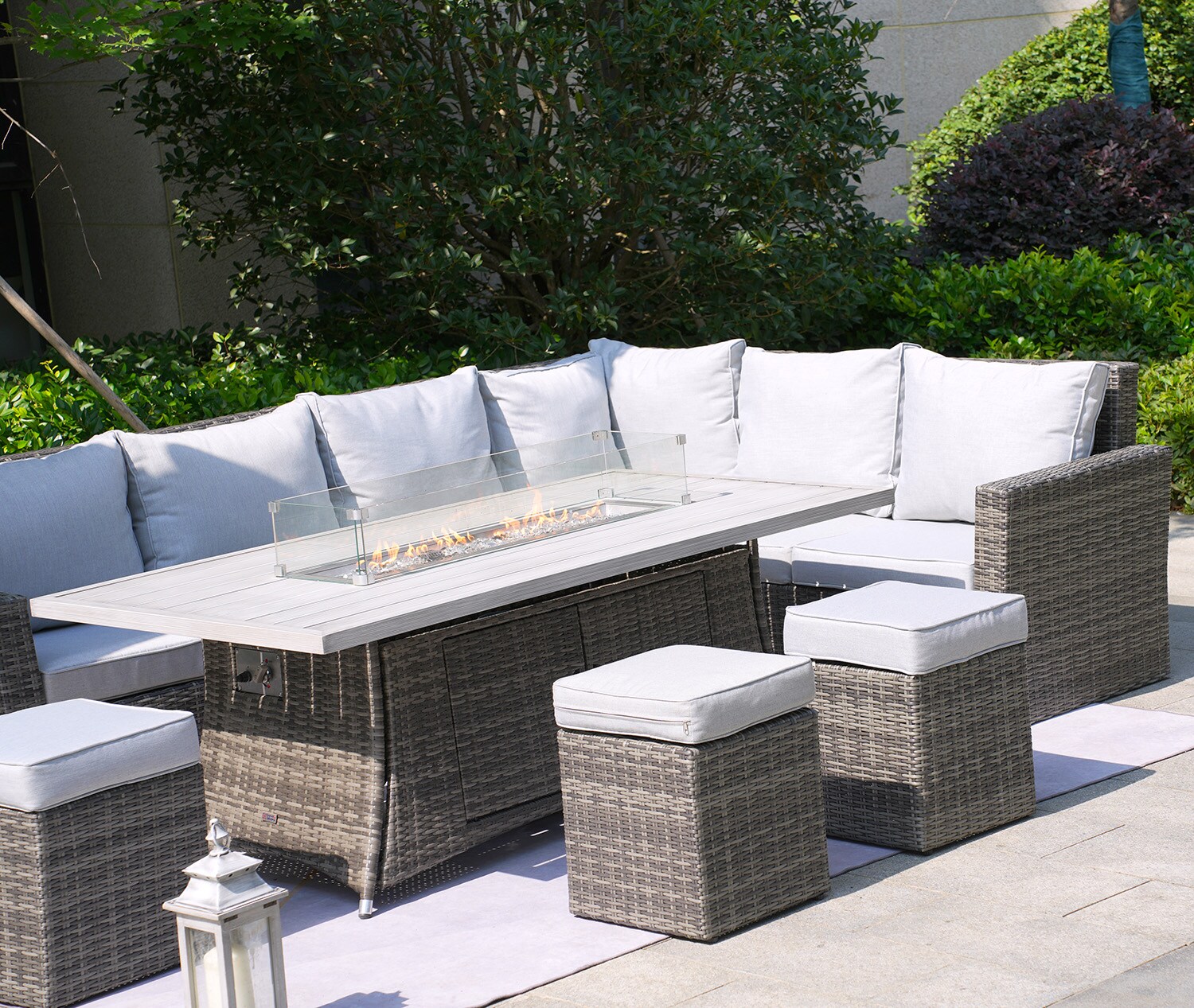 Direct Wicker DWG-2403RA-GR 8 -Piece Wicker 4 Patio Sofa Conversation Set with Gray Cushions