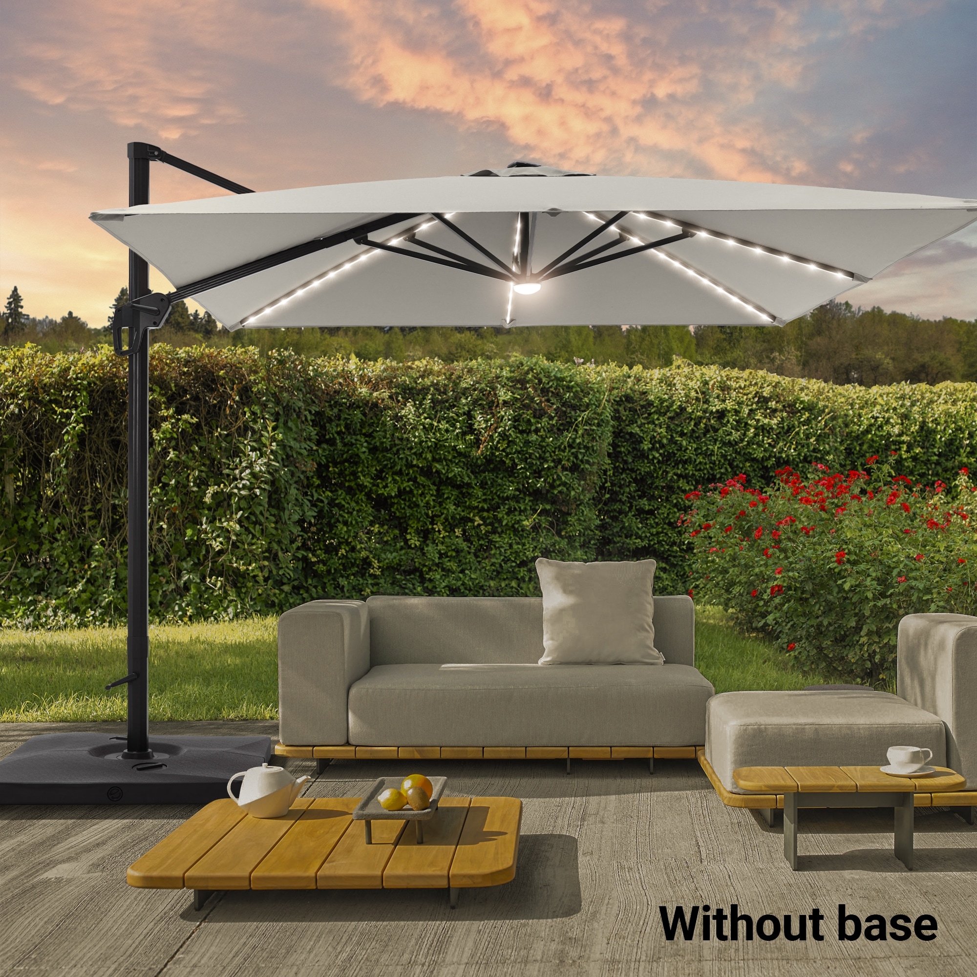 ACEGOSES 10-ft Aluminum Square No-tilt Cantilever Patio Umbrella with ...