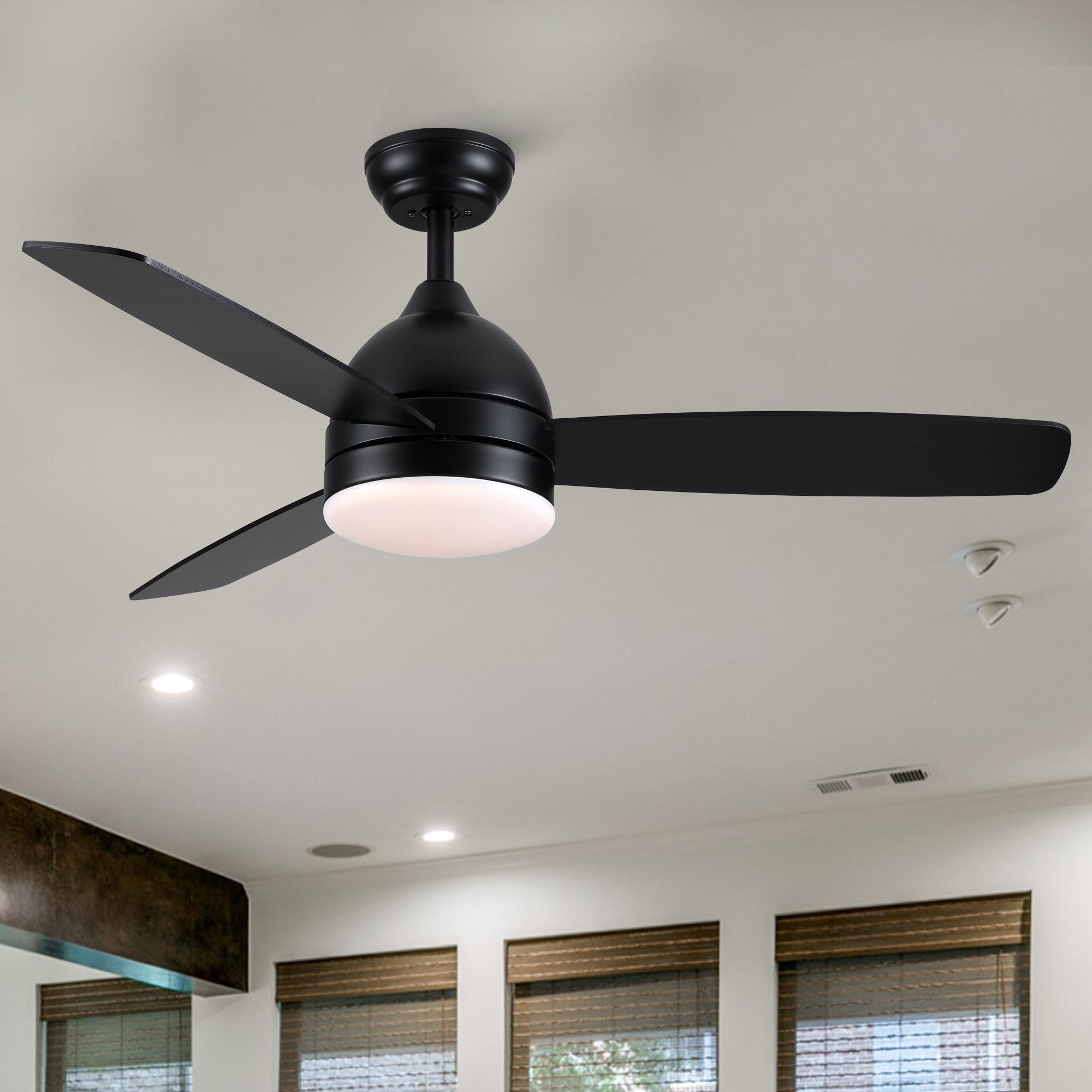 Bayfeve BFYH-82810-CF Adjustable Speed 48-in Color-Changing Integrated LED Outdoor Smart Black with Plywood Blades Ceiling Fan With Light and Remote ( 3 -Blade )