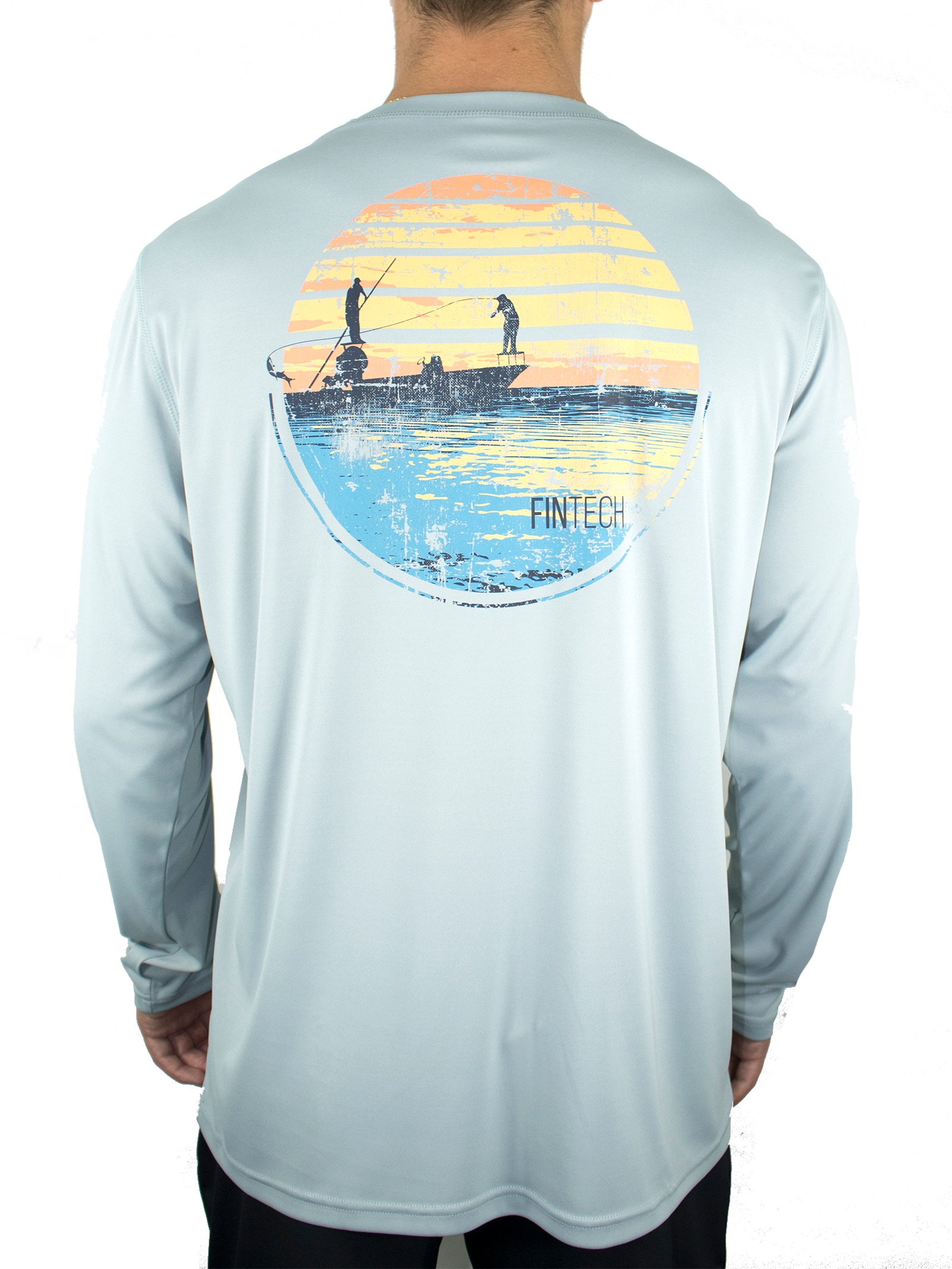 Fintech Mens Gray Long Sleeve Performance Fishing Shirt Medium Freedom