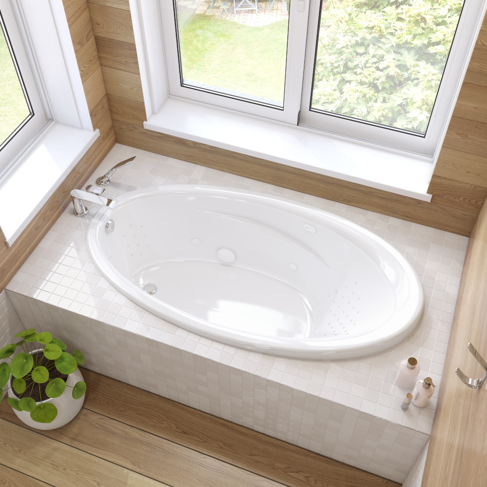Laurel Mountain 6334ADB-WH Afton DriftBath 34-in x 63-in White Acrylic Oval Drop-in Drift tub ( Reversible Drain )