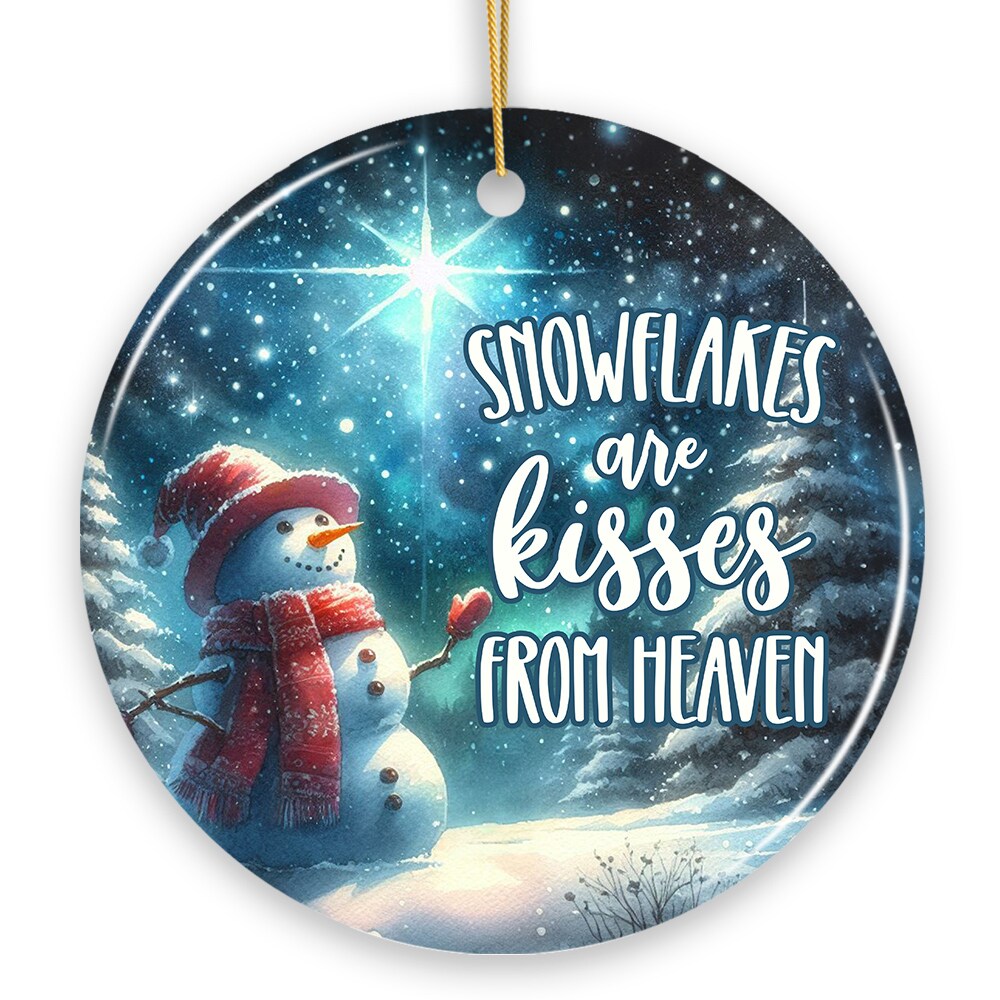 OrnamentallyYou 1978 Snowflakes are Kisses from Heaven Ornament Snowman in Magical Night Remembrance Gift Circle