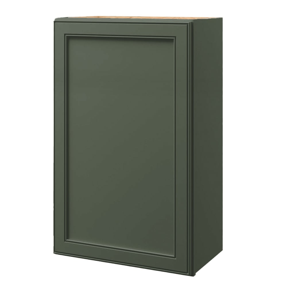 Heathrow 24-in W x 30.125-in H x 12-in D Sage Wall Fully Assembled Cabinet (Recessed Panel Square Door Style) in Green | - allen + roth 1240HR