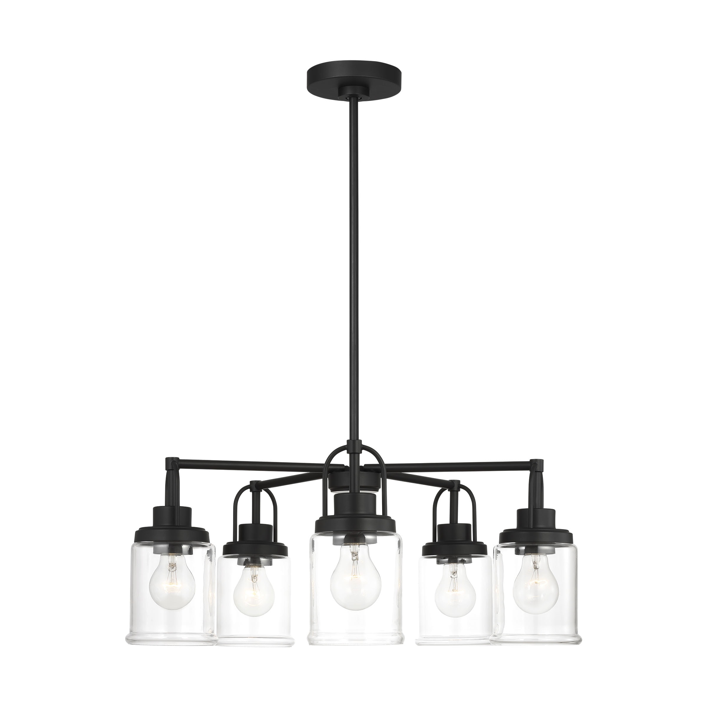 Generation Lighting GLC1175MBK Anders 5 -Light Black Transitional For Use in Dining Rooms, Living Rooms Chandelier