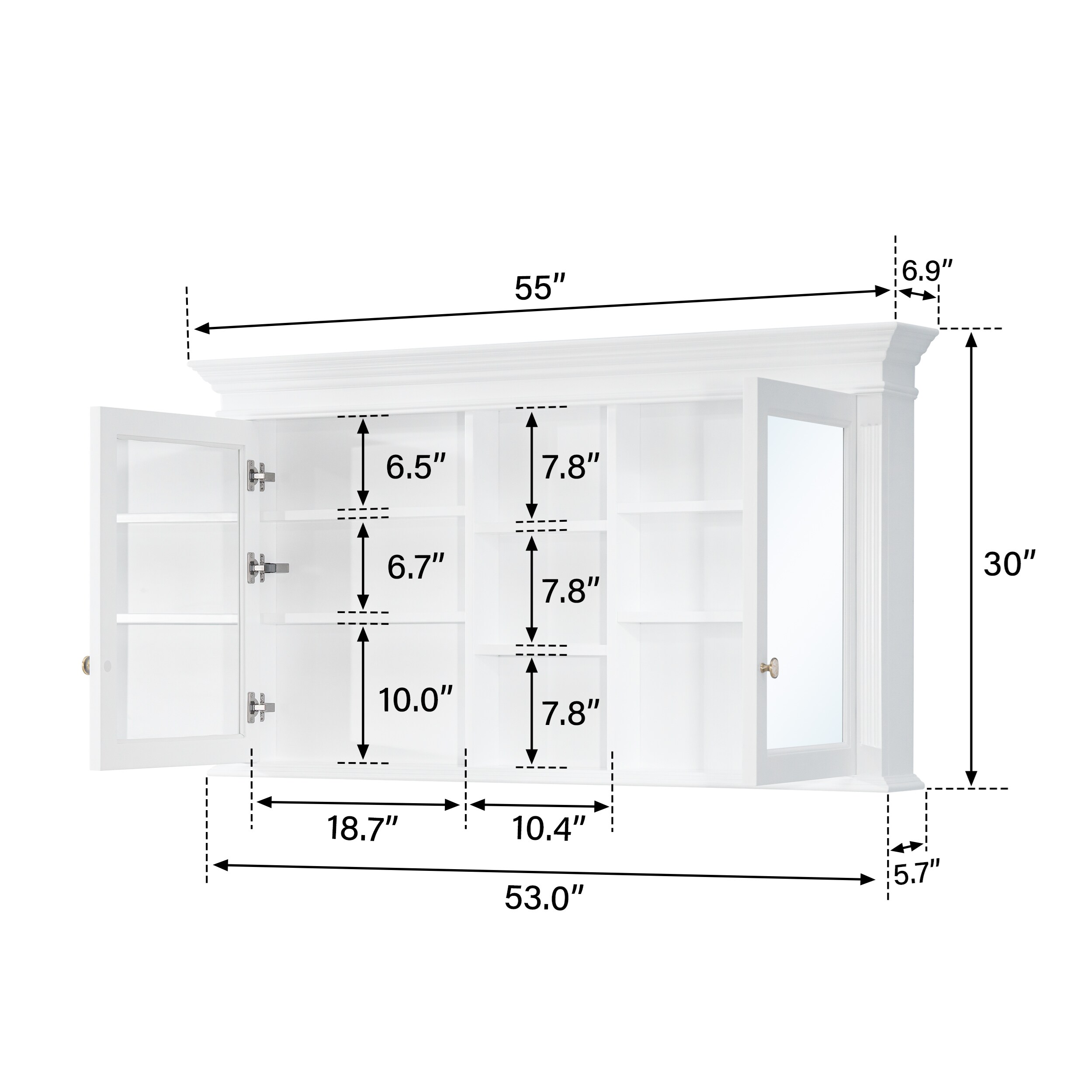 WELLFOR G5530MC-WT Bathroom-Medicine-Cabinets - View #3