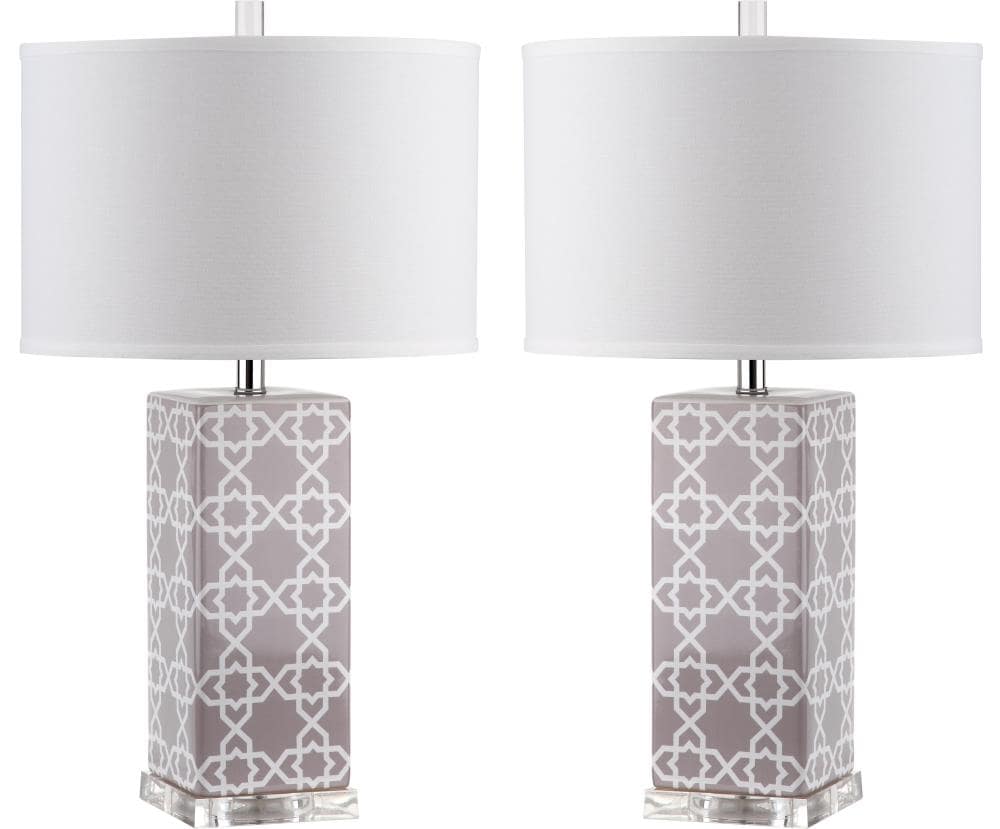 Safavieh LIT4133C-SET2 Quatrefoil Modern/contemporary Medium base (E-26) Lamp Set with Off-white Shades