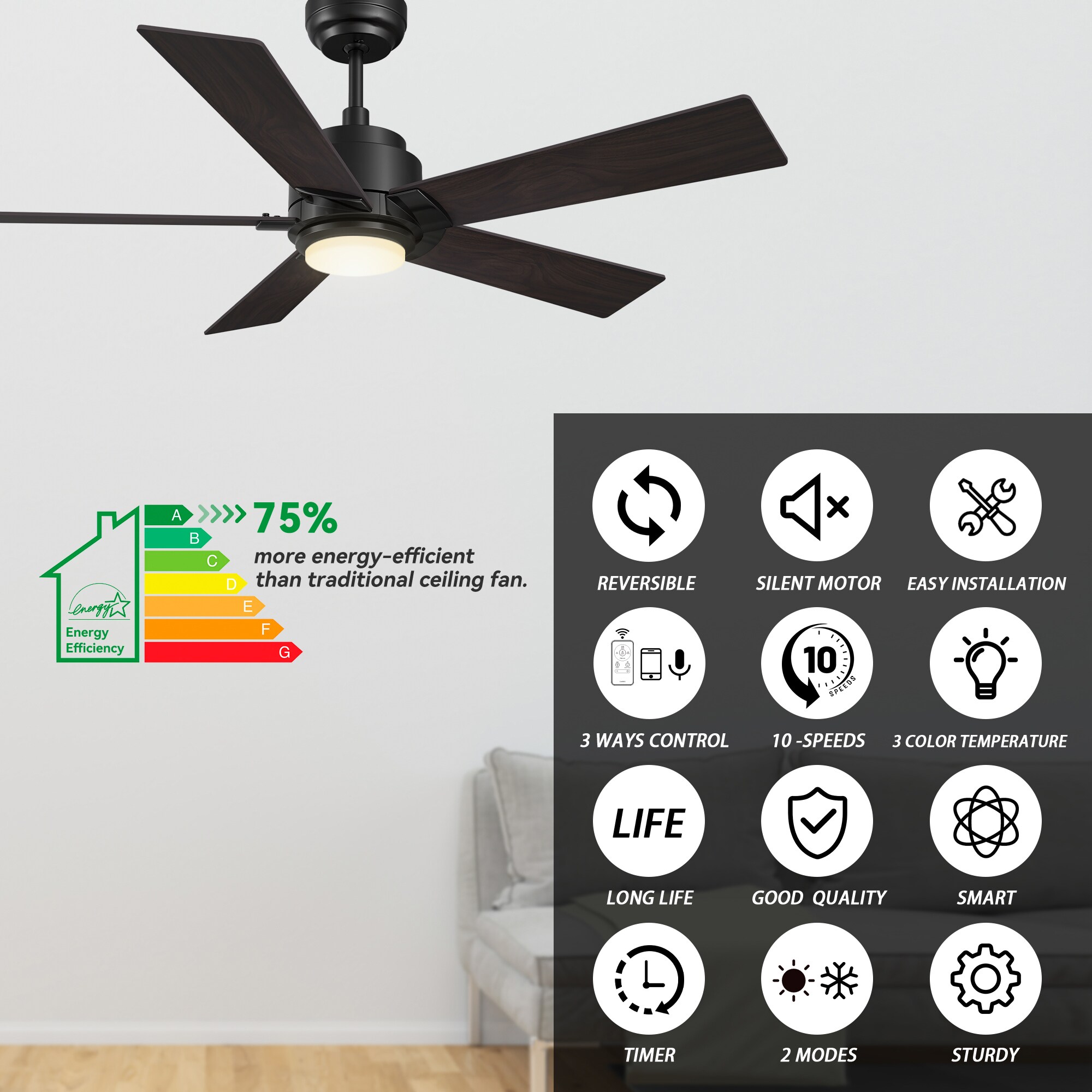 CARRO USA LS525J1-L11-B5-1 Ceiling-Fans - View #5