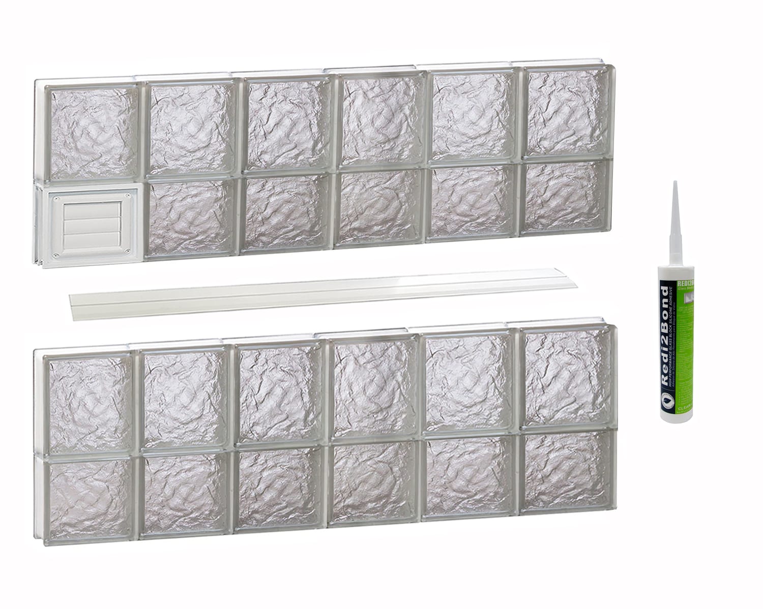 REDI2SET D4828IS Ice Glass 46-1/2-in x 27-in Frameless Replacement Dryer vent Glass Block Window