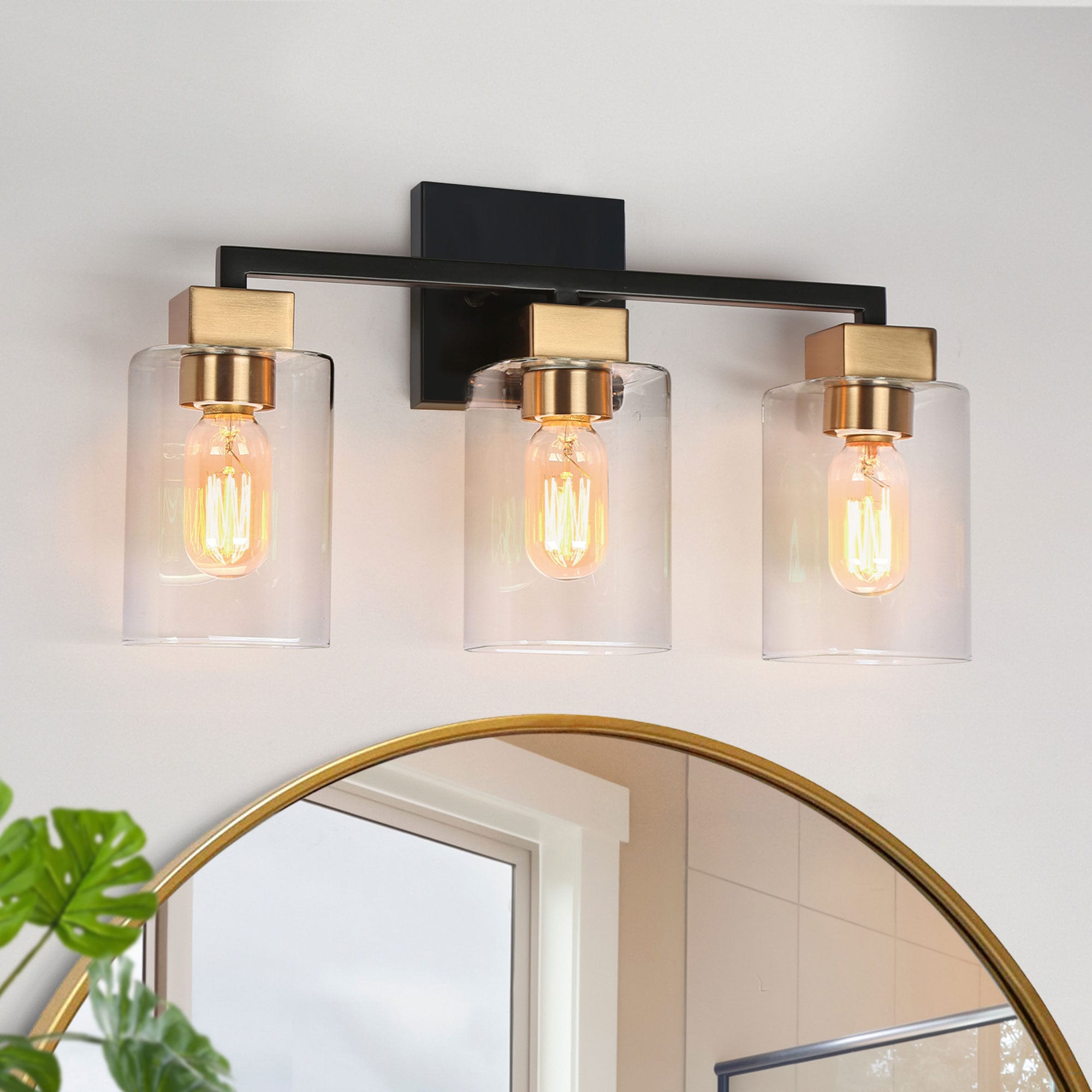 ZEVNI L33ENJMVW02W3S88 Rythorl 17.7-in 3 -Light Matte Black Traditional Vanity light