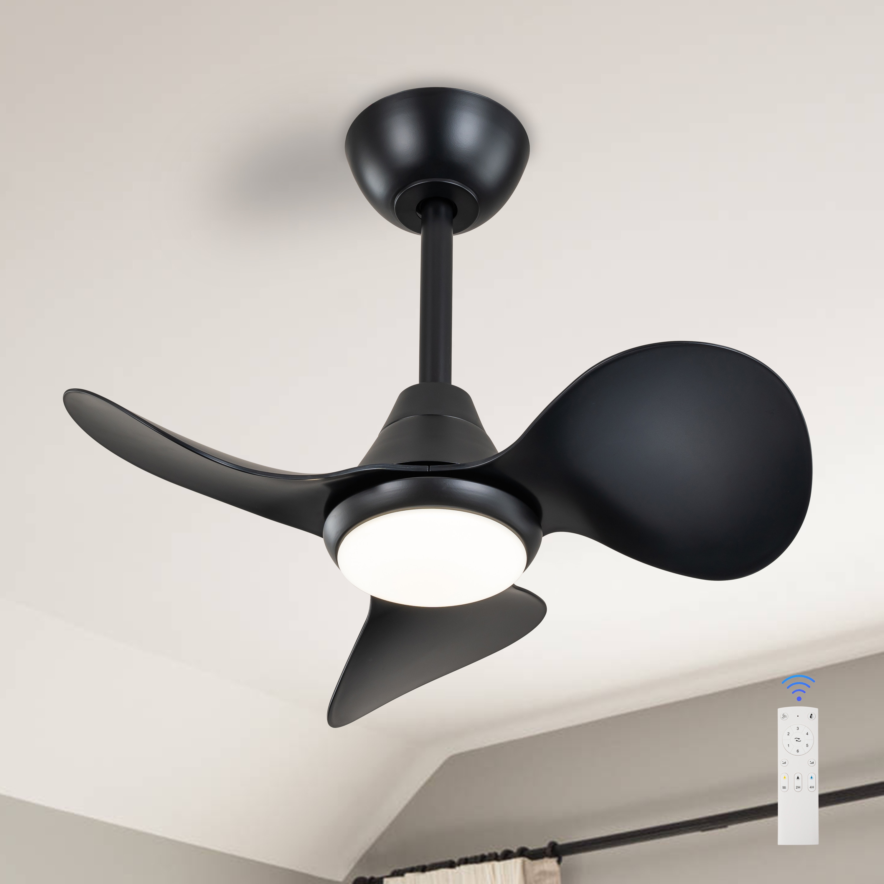 C Cattleya LCA2435-CF 24.5-in Color-Changing Integrated LED Black with Black Blades Ceiling Fan With Light and Remote ( 3 -Blade )
