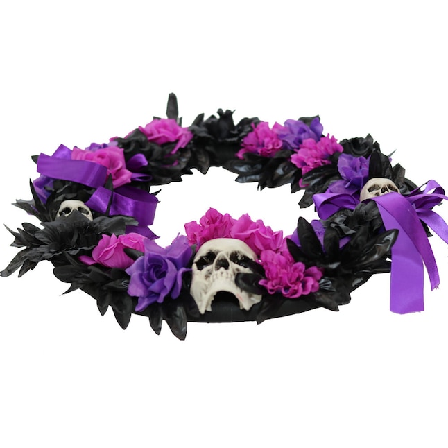 Haunted Hill Farm 1.83-ft 22-in Black Tinsel Wreath in the Halloween ...