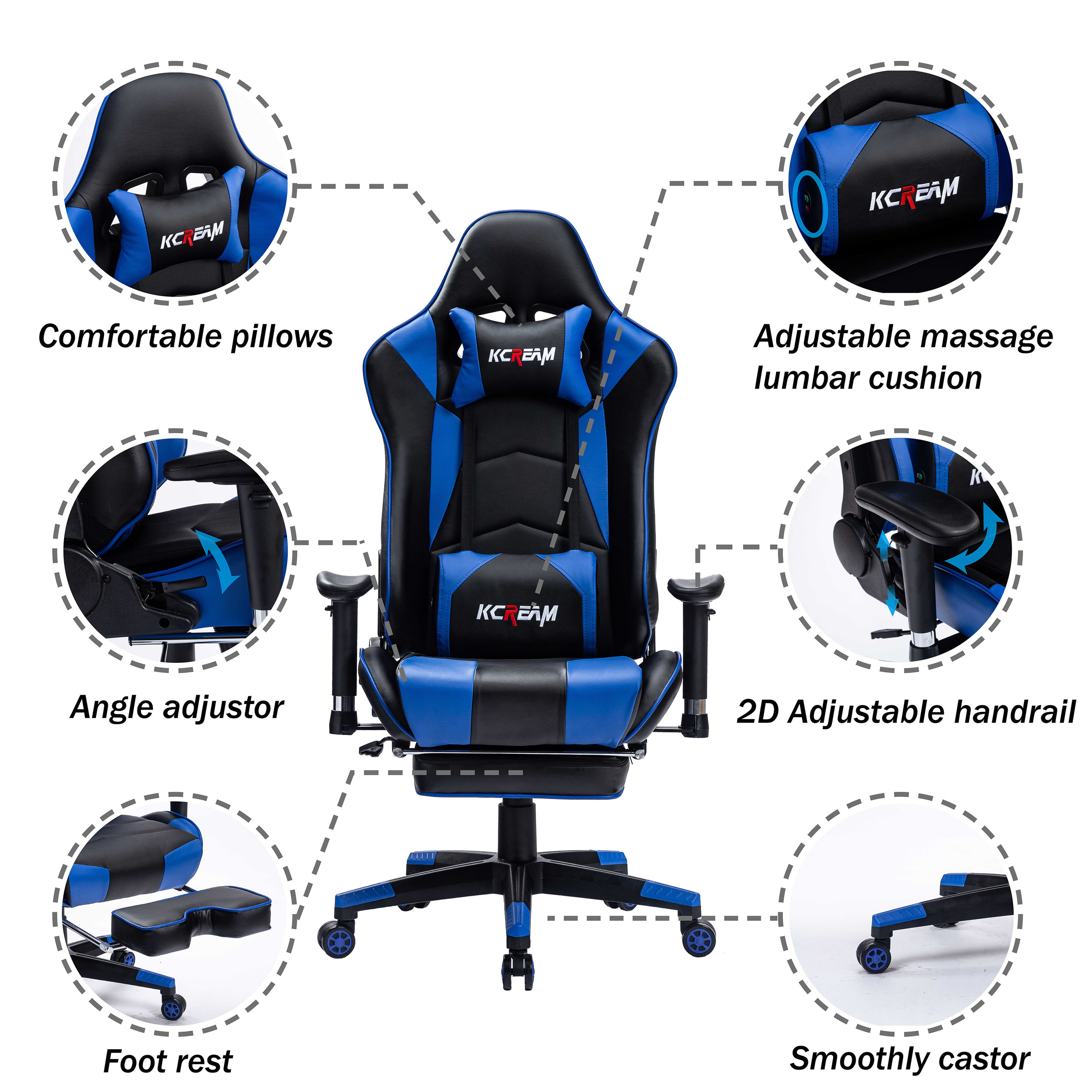 CASAINC WB-8396-BLUE Office-Chairs - View #2
