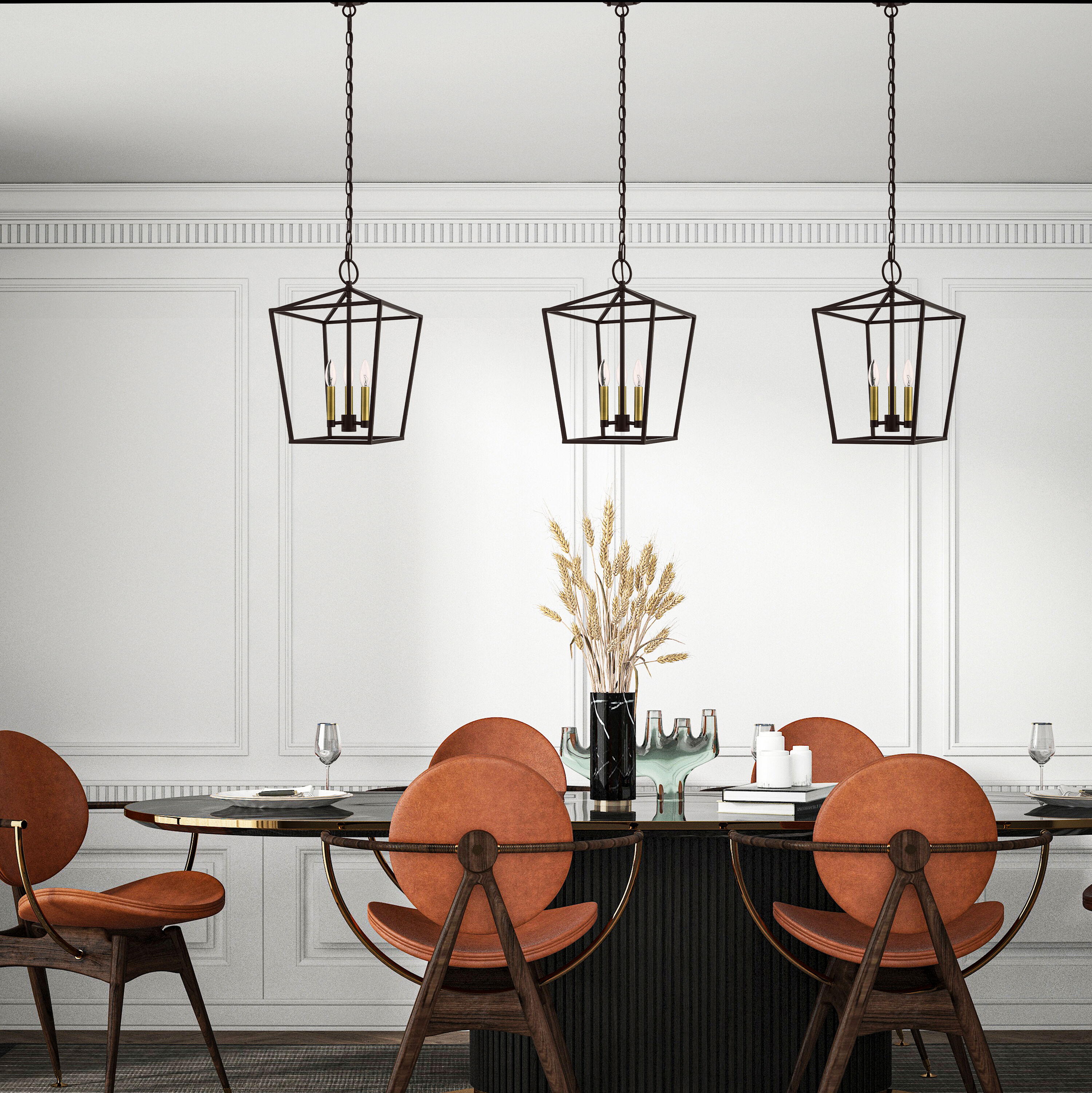 Devonshire Bronze 3-Light Convertible Lantern Pendant
