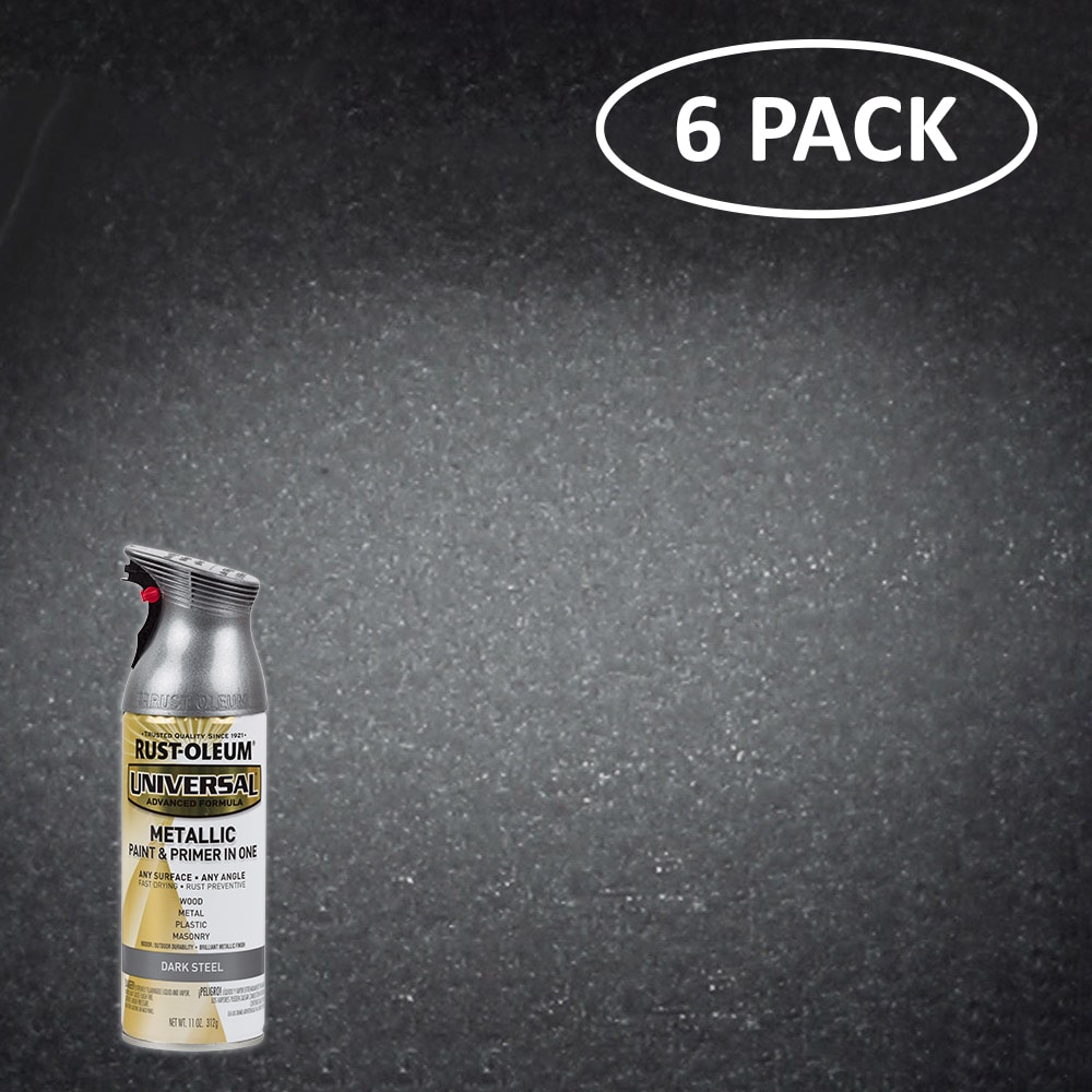 Rust-Oleum Universal 6-Pack Gloss Dark Steel Metallic Spray Paint and  Primer In One (NET WT. 11-oz ) in the Spray Paint department at