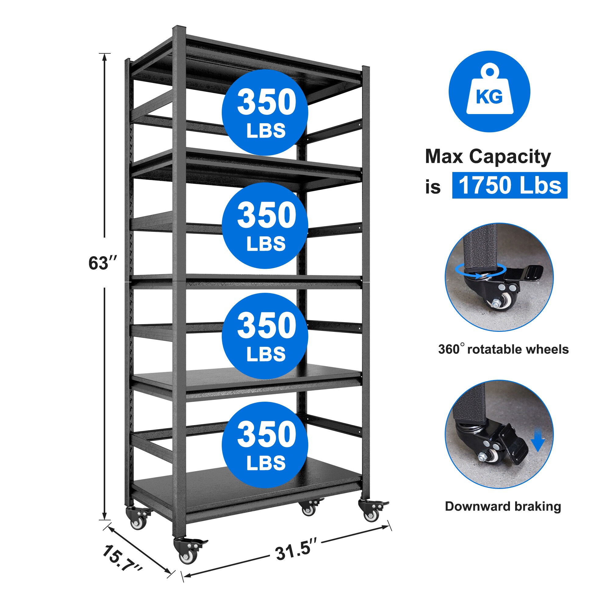 Kahomvis DHS-QPHKX-4904B Free-Standing-Shelving - View #3