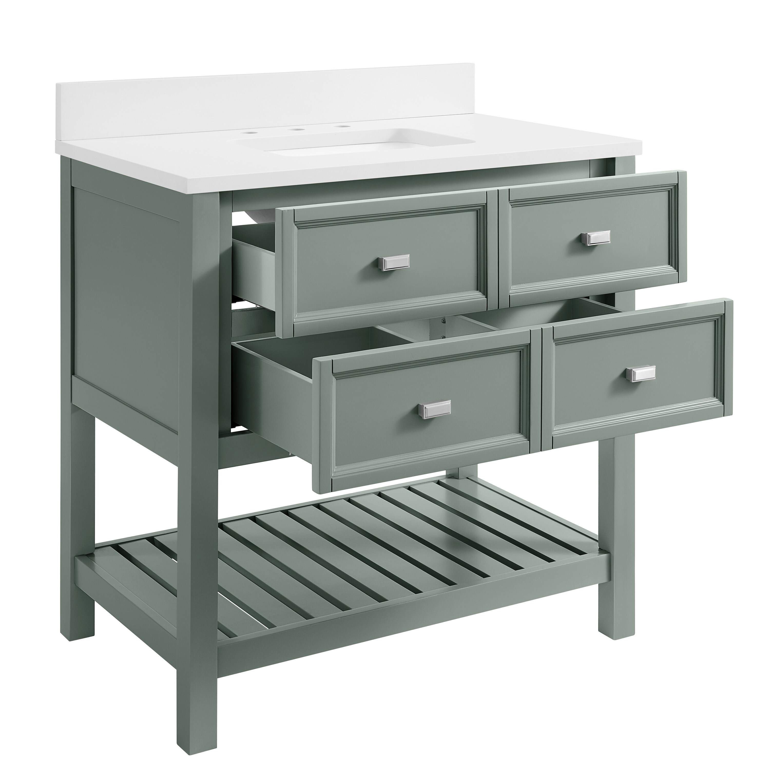 allen + roth Canterbury 36-in Sea Green Undermount Single Sink Bathroom ...