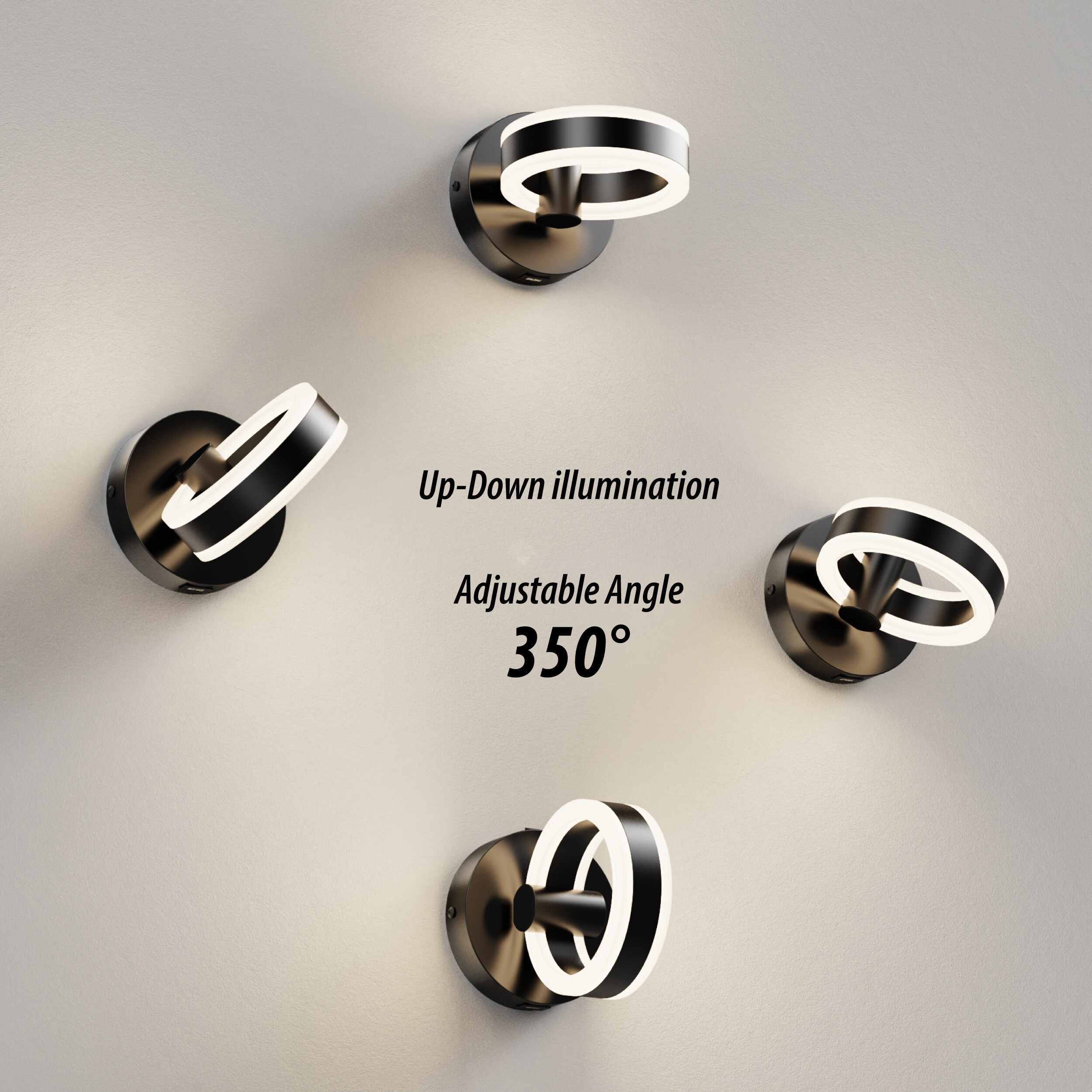 URSOLA Rotatable LED Light Fixture 5.51-in 1 Light Black Integrated LED ...