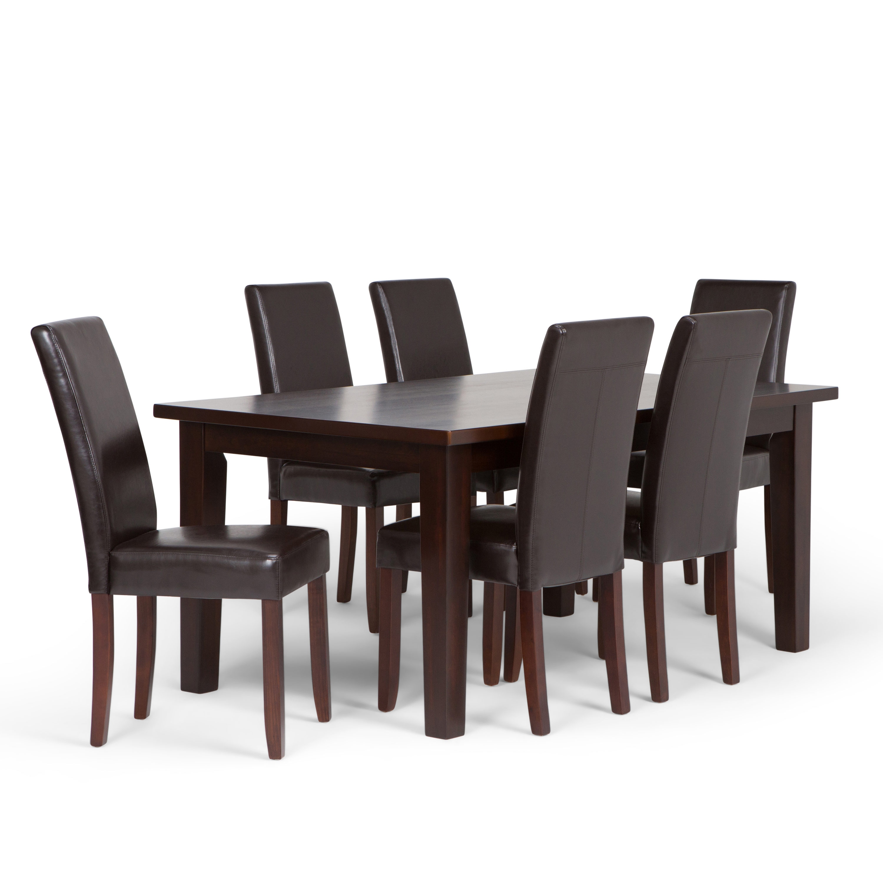 Simpli Home AXCDS7-ACA-BR Acadian Tanners Brown Transitional Dining Room Set with Rectangular Table ( Seats 6 )
