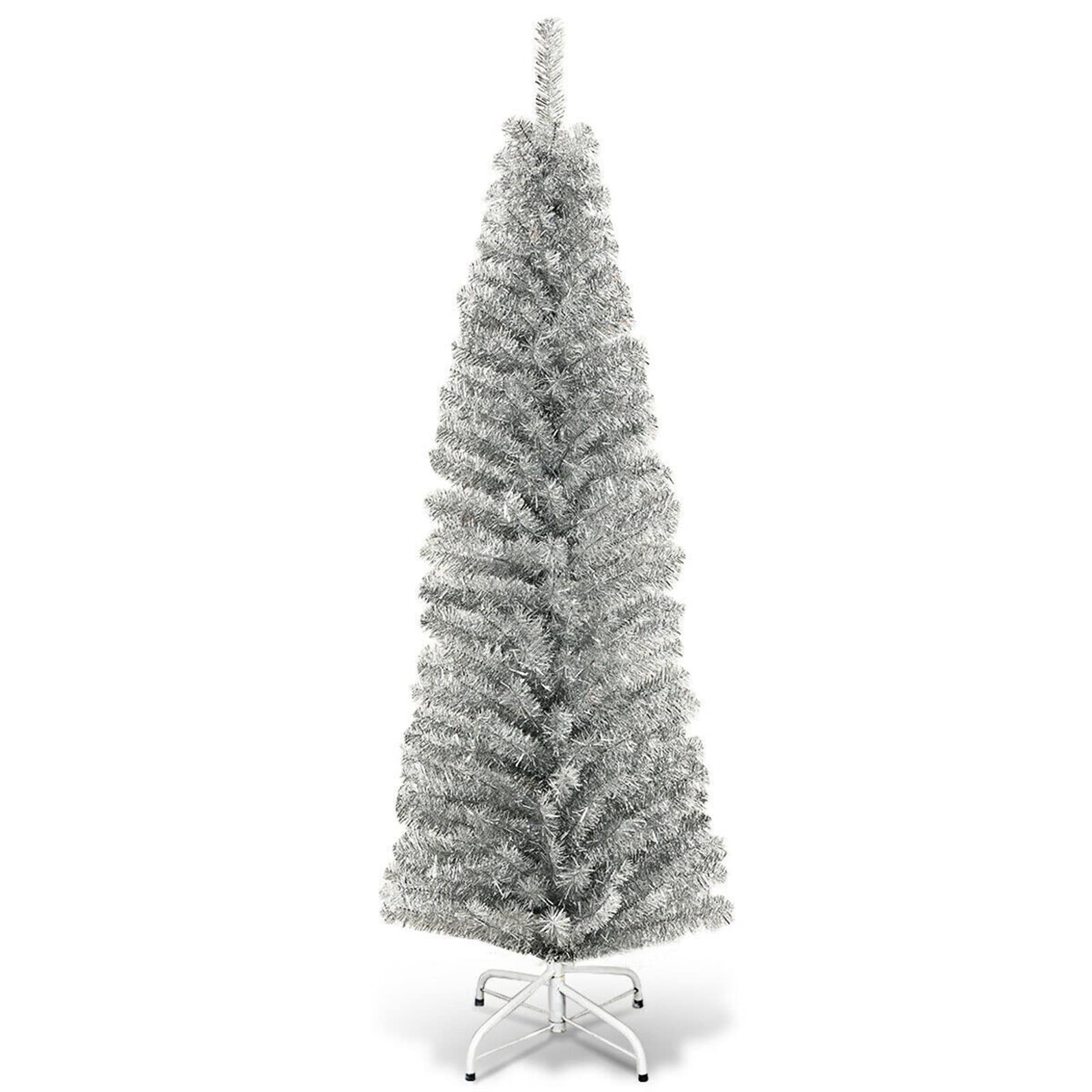 WELLFOR CM-HPY-22108 6-Feet Slim Silver Artificial Christmas Tree