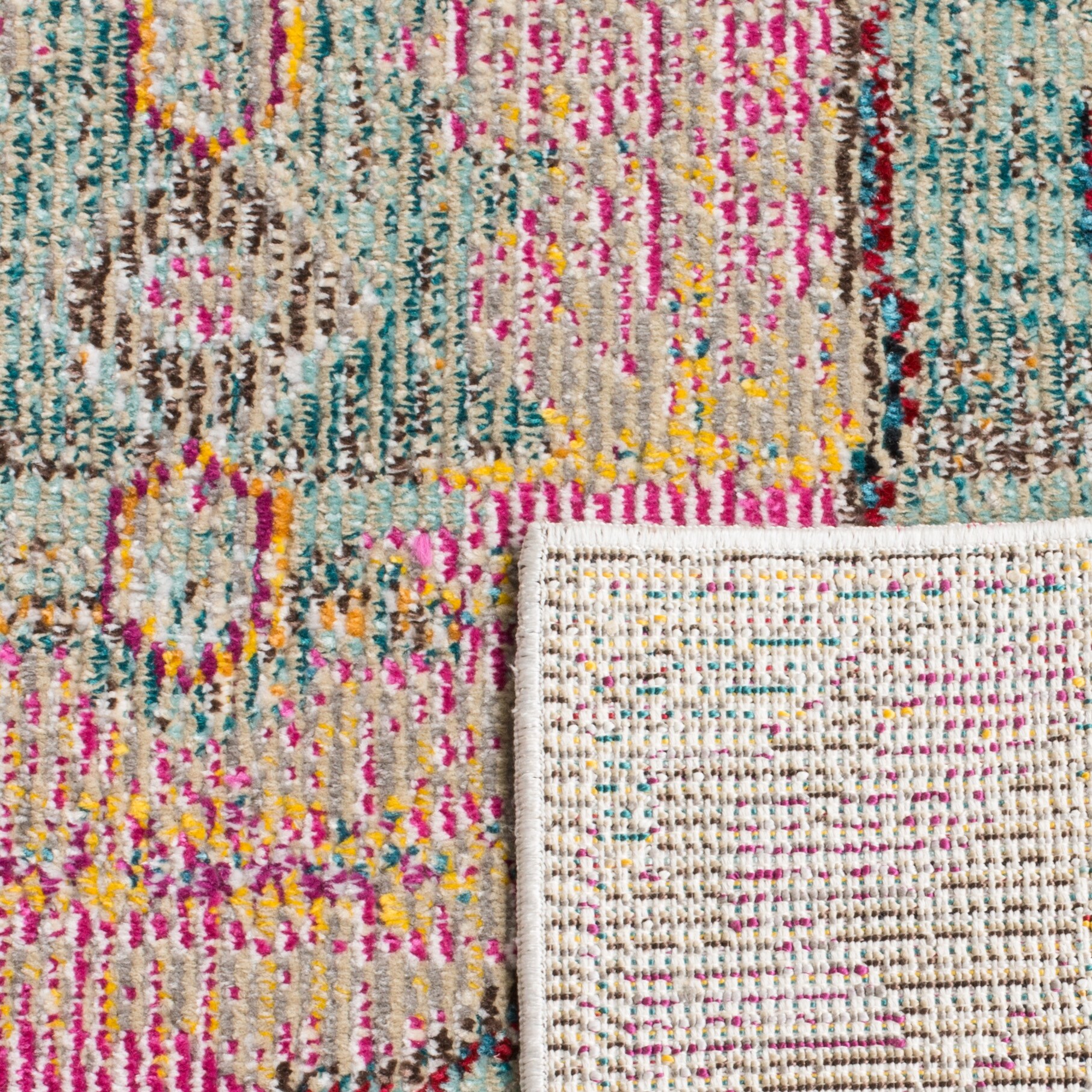 Elysian Light Grey & Purple Hand-Knotted 7' Square Oriental Rug