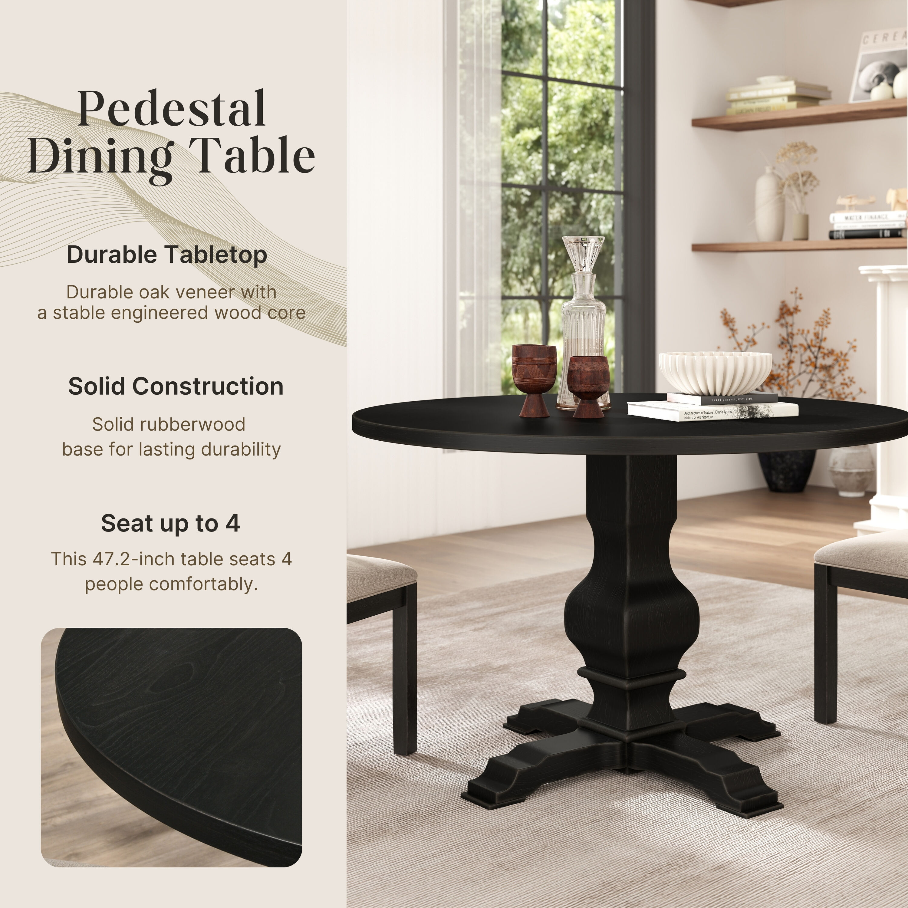 Roundhill Furniture T407BK Dining-Tables - View #4