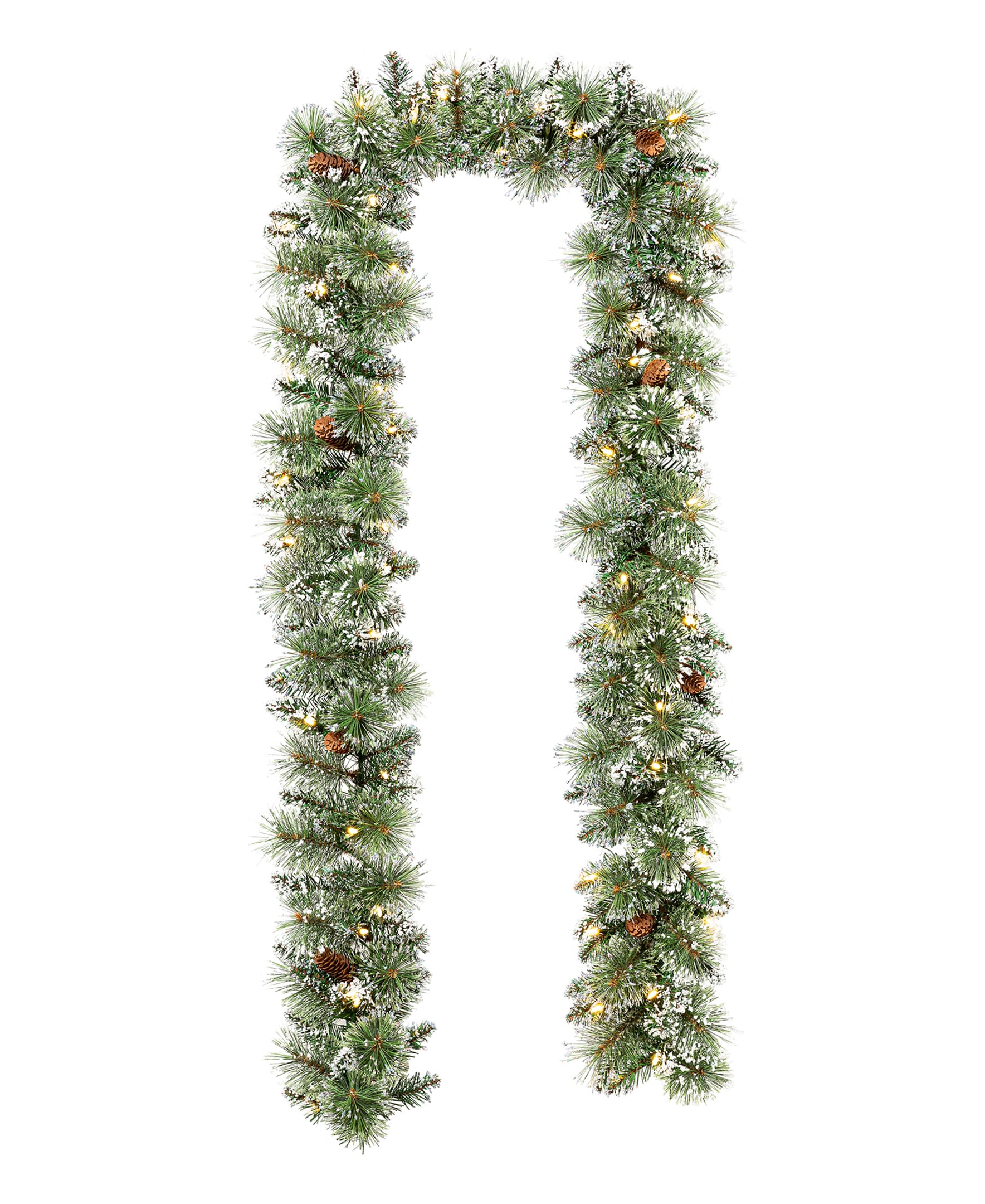 Glitzhome 2014600174 Indoor Pre-lit Battery-operated 9-Feet Pinecone Artificial Garland with White LED Lights