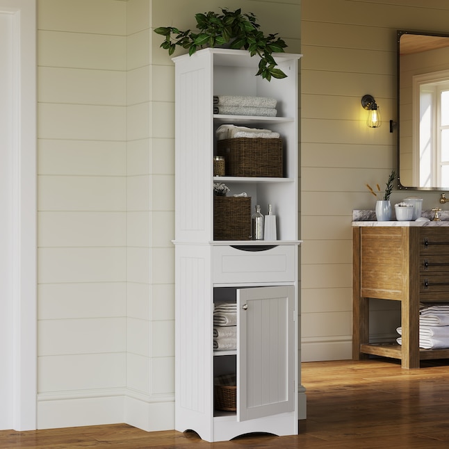 Riverridge Ashland 16 54 In X 60 04 13 39 White Freestanding Linen Cabinet The Cabinets Department At Lowes Com