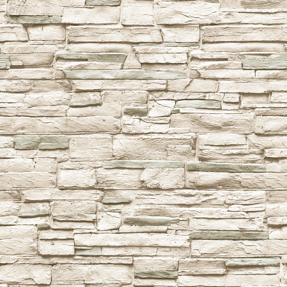 Tempaper HD630 56-Sq. Feet Ivory Vinyl Stone Self-adhesive Peel and Stick Wallpaper