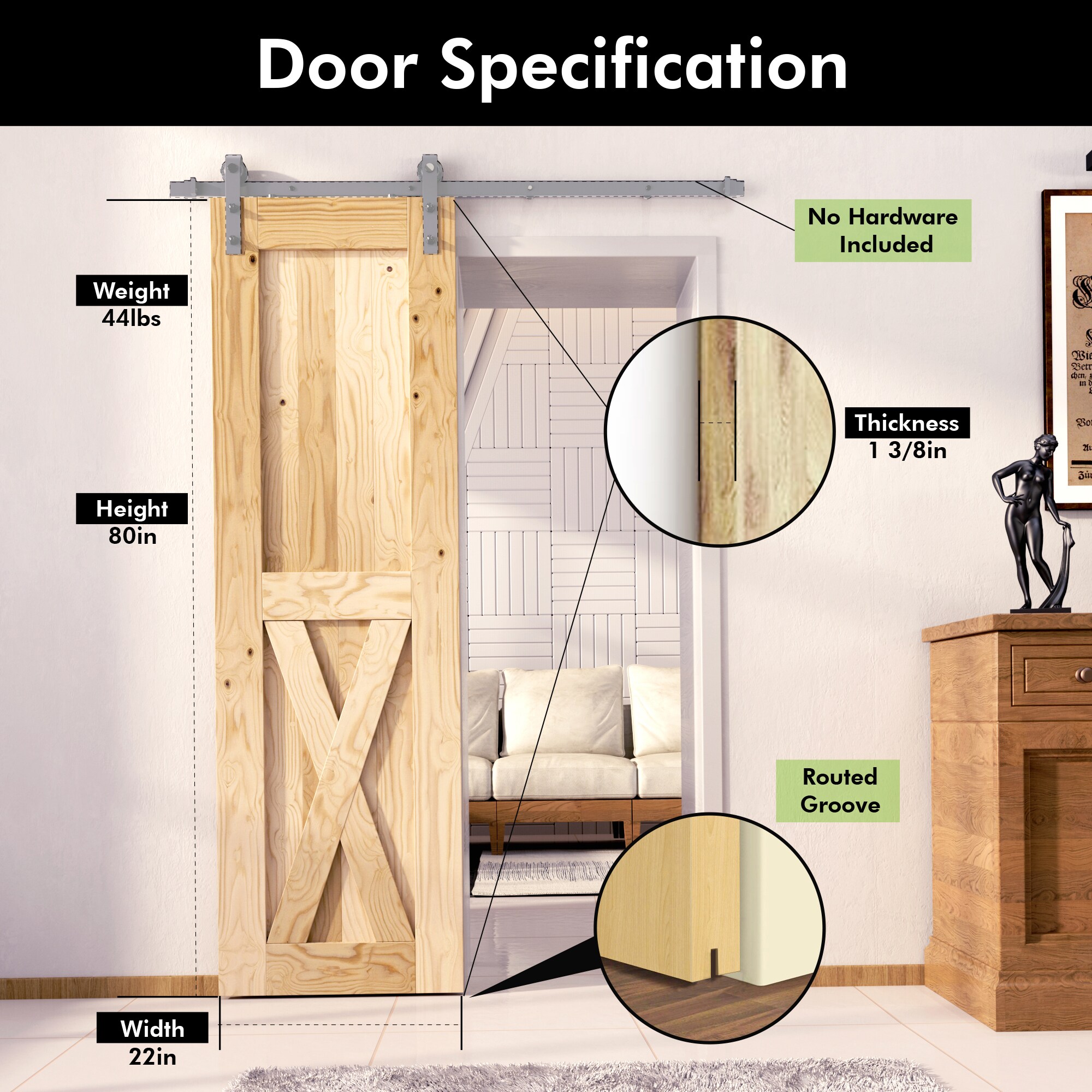 HOMACER HOMDR-2280-FR Barn-Doors - View #3