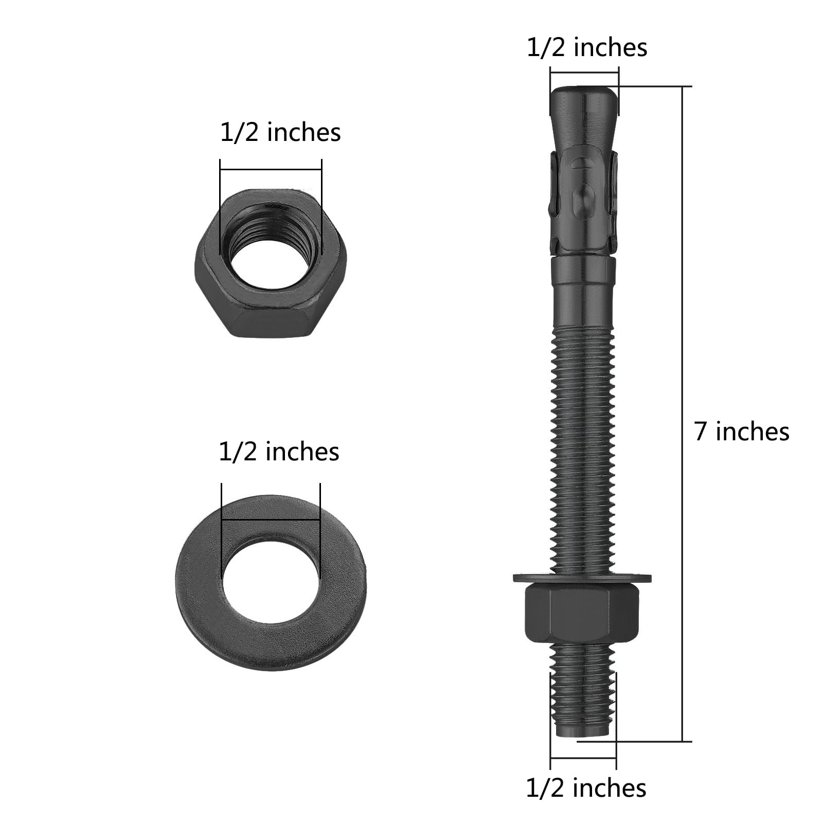 DYRCJ 30Pcs One Half by Seven Inch Standard Fasteners for Heavy Duty ...