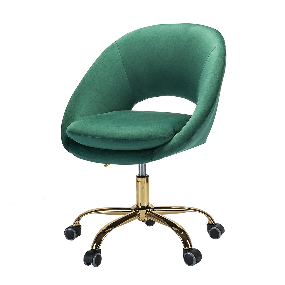 14 Karat Home CHM6075O-GREEN Green Contemporary Ergonomic Adjustable Height Swivel Polyester Task Chair