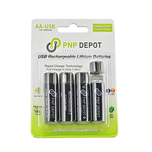 kapitel Larry Belmont jurist PNP Depot AA USB Rechargeable Lithium Batteries (4-Pack) Rechargeable  Lithium AA Batteries (4-Pack) in the AA Batteries department at Lowes.com