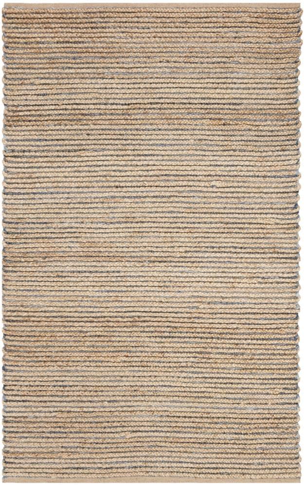 Safavieh CAP307M-5 Cape Cod Bourne 5 x 8 (ft) Jute Natural/Blue Rectangular Indoor Stripe Coastal Area rug