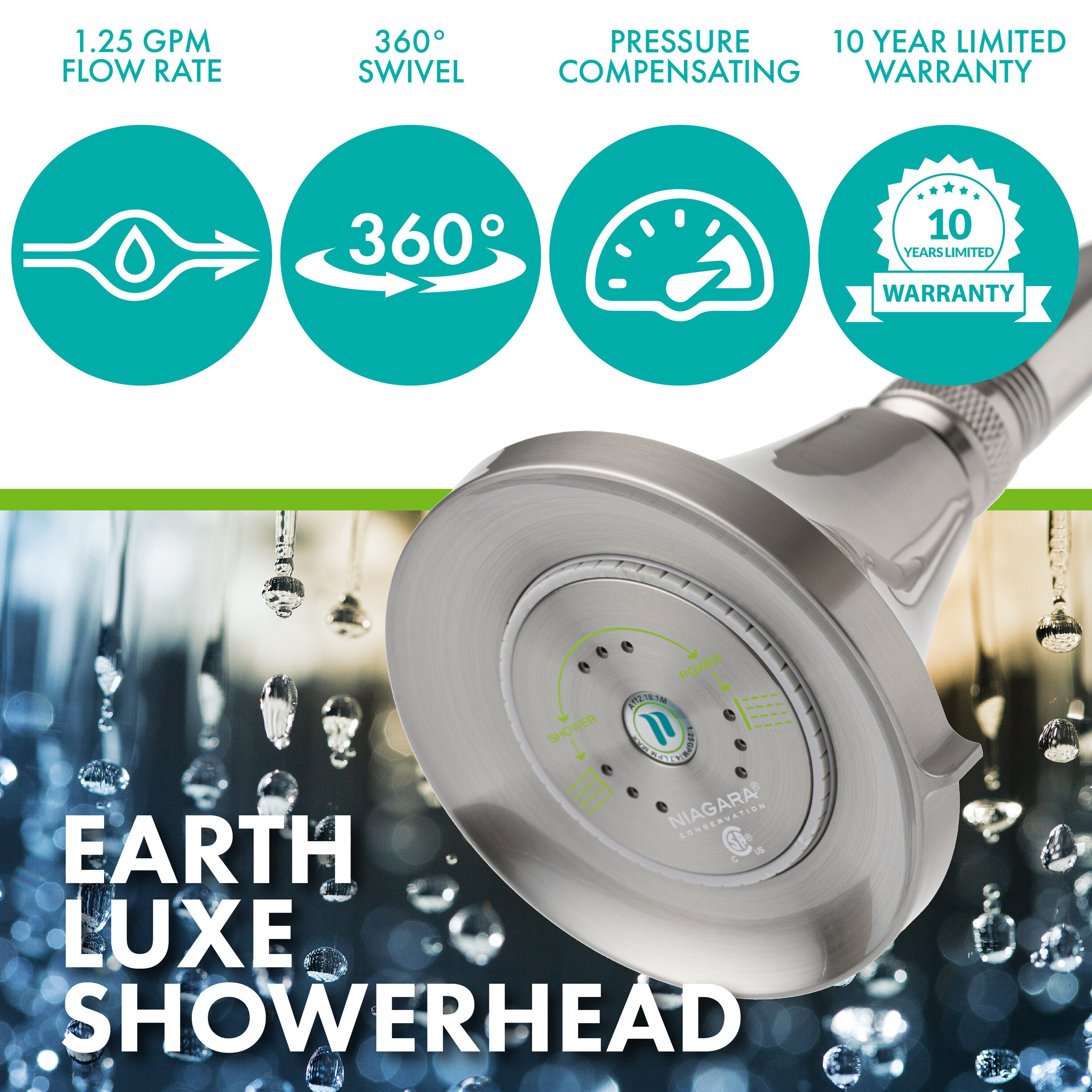 Niagara Conservation N3915BN Fixed-Showerhead - View #2