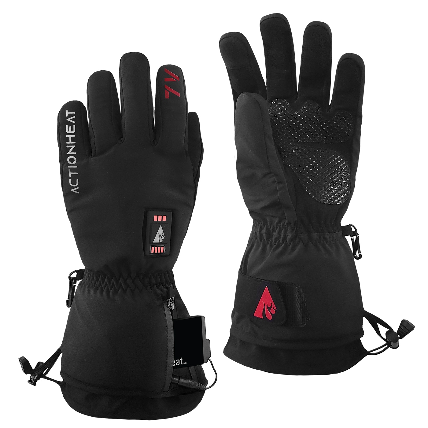 ActionHeat Women's Large Black Heated Polyester Gloves - 7V Everyday Glove  - Long-lasting Battery - Multiple Heat Settings in the Work Gloves  department at