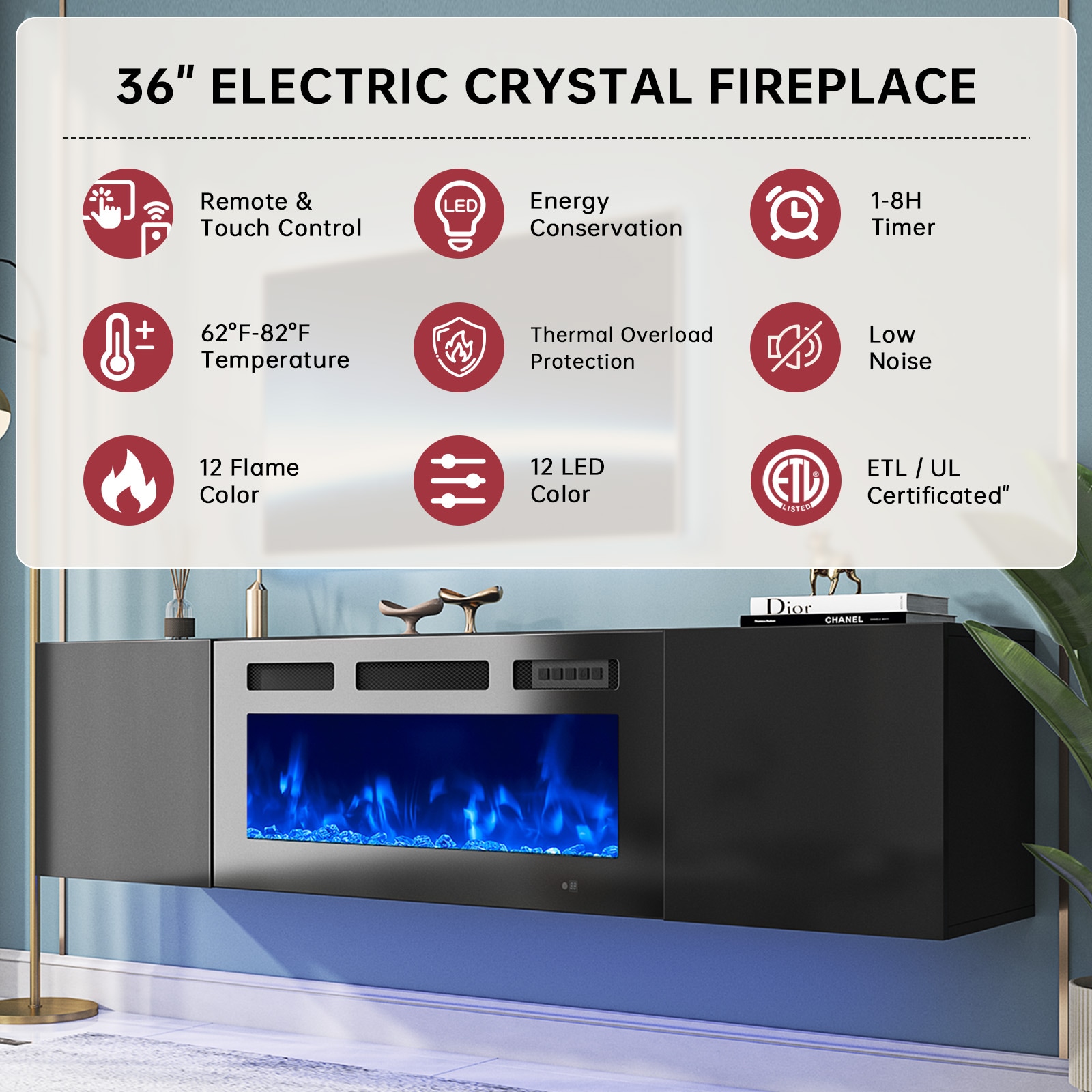 AOXUN AX-30270B Electric-Fireplaces - View #5