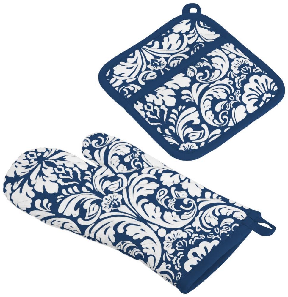 DII Aqua Lattice Oven Mitt (Set of 2) - Heat Resistant Cloth Oven Mitts -  Blue Kitchen Textiles - 13x7-in - Machine Washable - by DII in the Kitchen  Towels department at