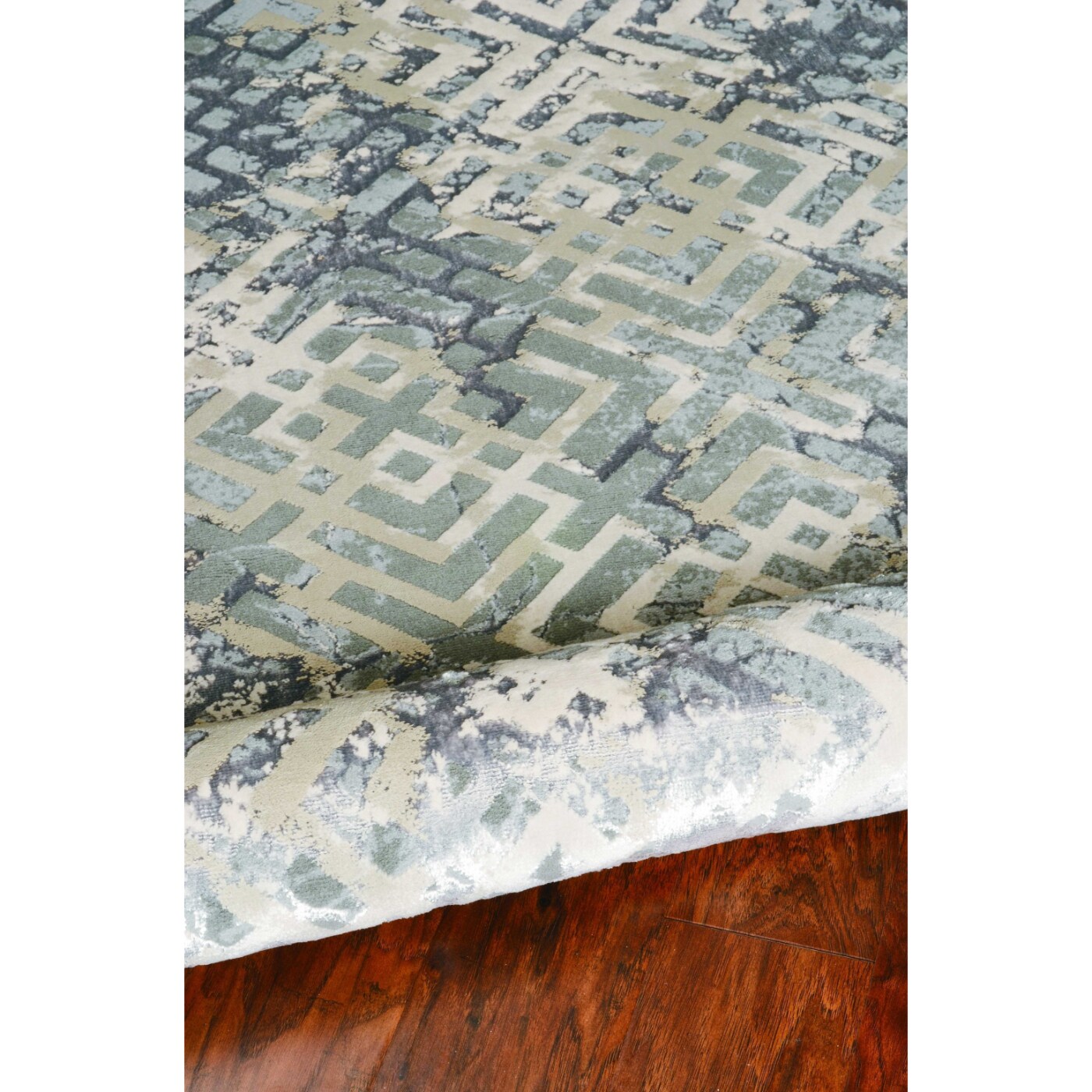 HomeRoots 349970 Bernadette 7 X 10 (ft) Rag Sand Silver Indoor Geometric Area Rug