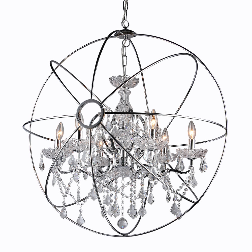 Elegant Chrome 27'' Crystal Reflections Contemporary Chandelier