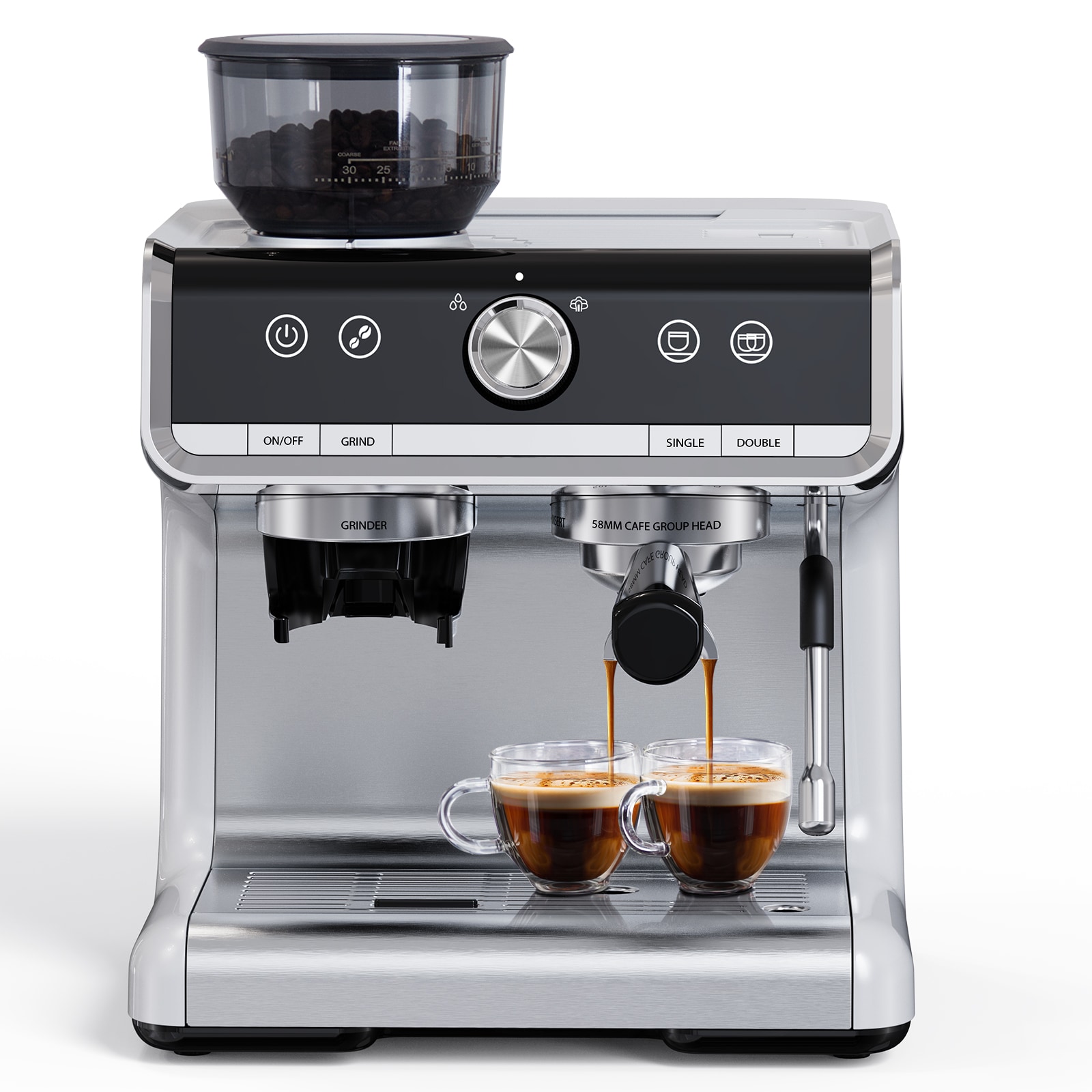 IdealHouse - 20 Bar Semi Automatic Coffee Machine with Built in Grinder and Milk Frother PID Temp...