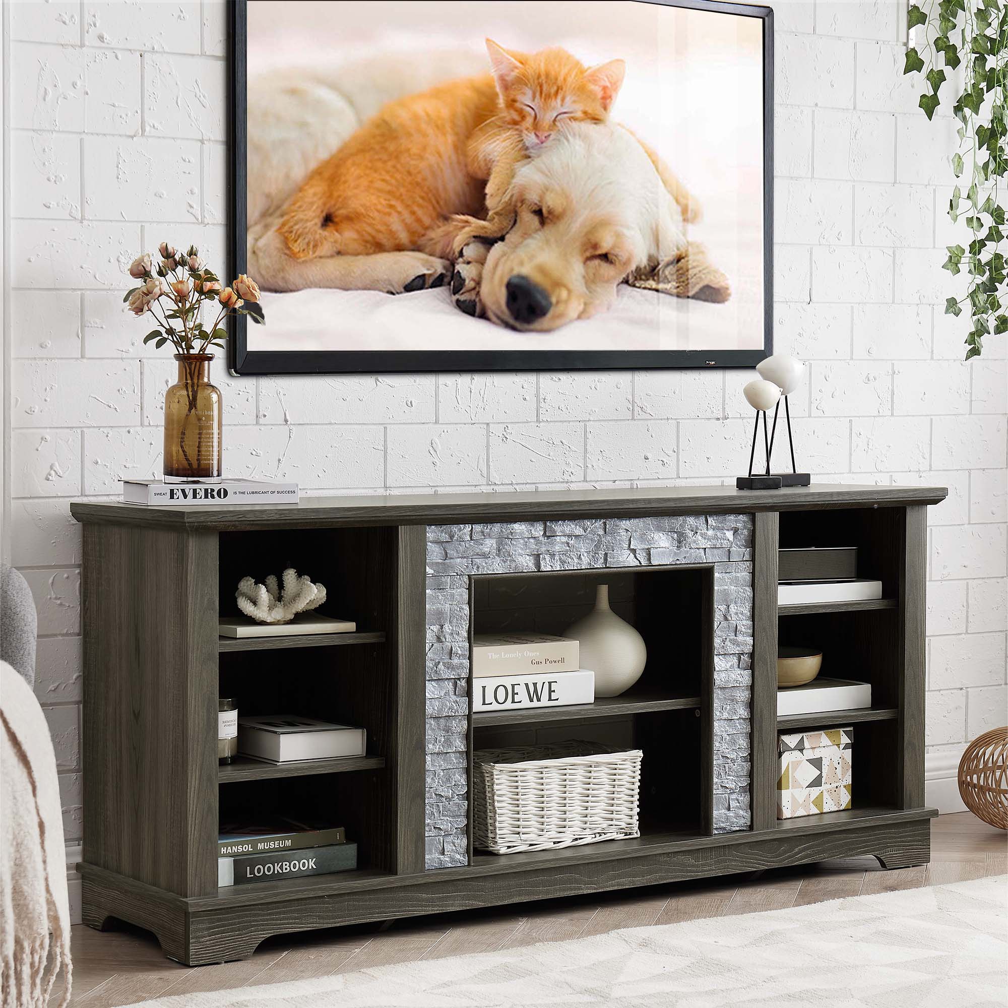 Fun Orange TV Stand Farmhouse/Rustic Gray TV cabinet ( Accommodates TVs up to 65-in )