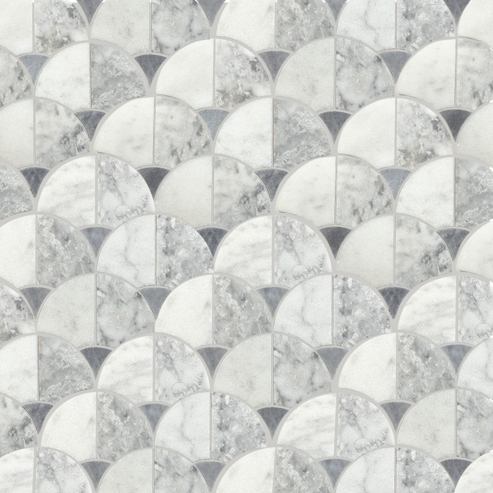 Boutique Stone LW22081142 Marble Arches White Gray 8-in x 8-in Honed Natural Stone Patterned Arabesque Mosaic Floor and Wall Tile (0.394-sq. ft/ Piece)