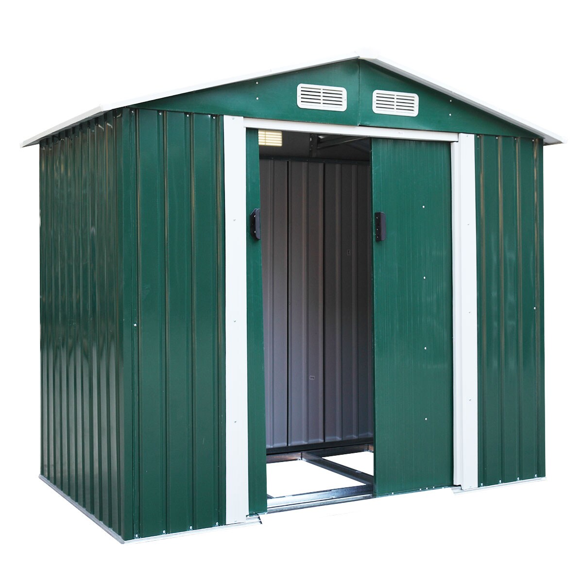 Galvanized Steel Shed with Lockable Sliding Door 4 Vents Deep Gray HOGYME 7' x 4.2' Outdoor Storage Shed with Stable Base 