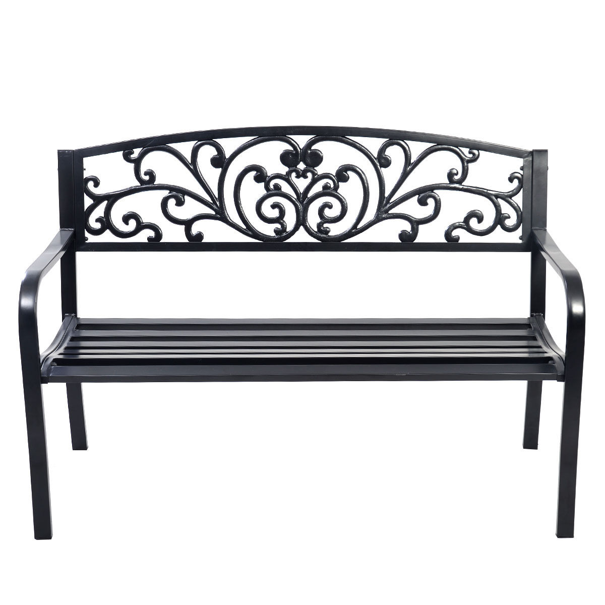 Forclover HYFE-66422PK 50-Inches L Patio Bench Steel Park Bench