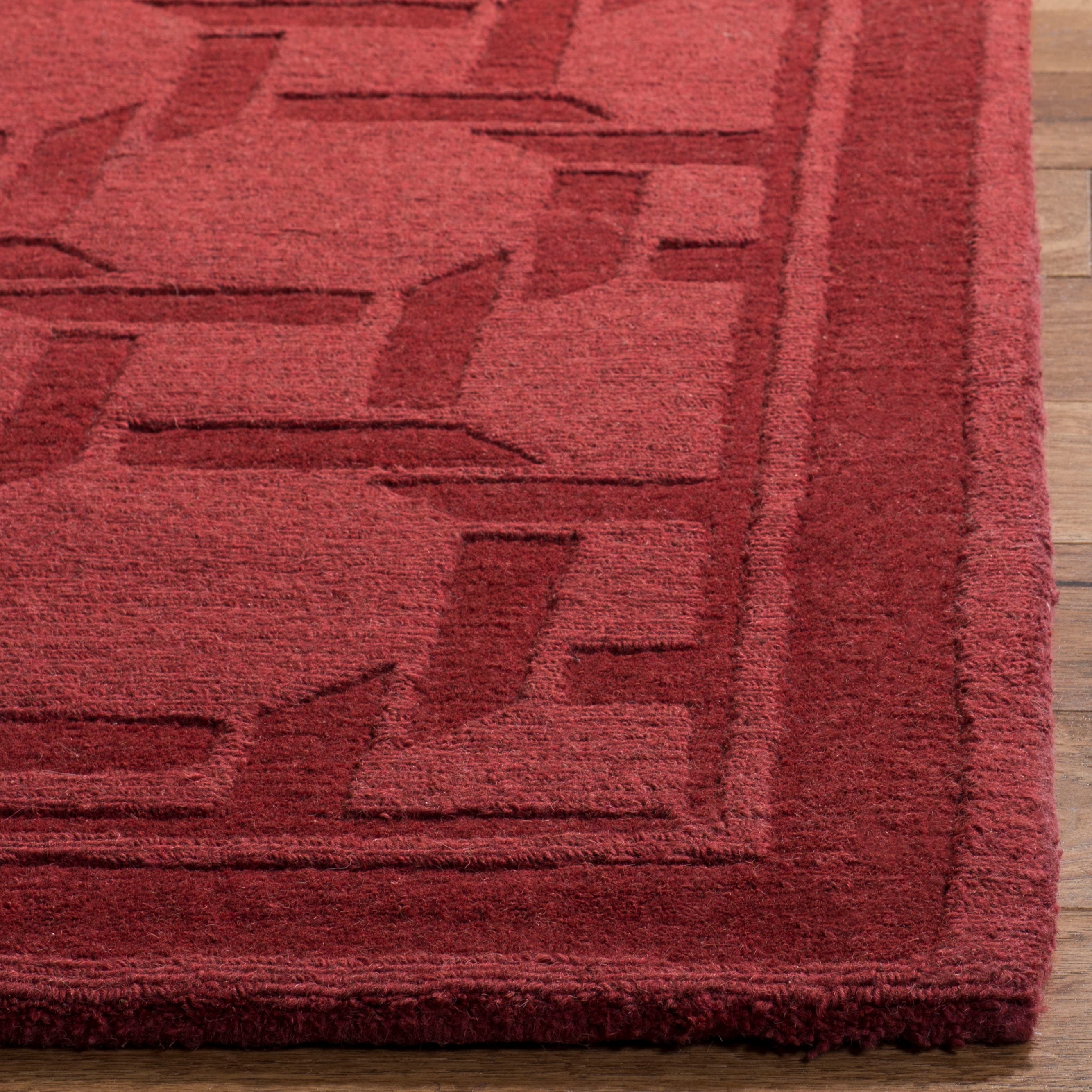 Sealing Wax Red Hand-Tufted Wool Geometric Area Rug 5' x 8'