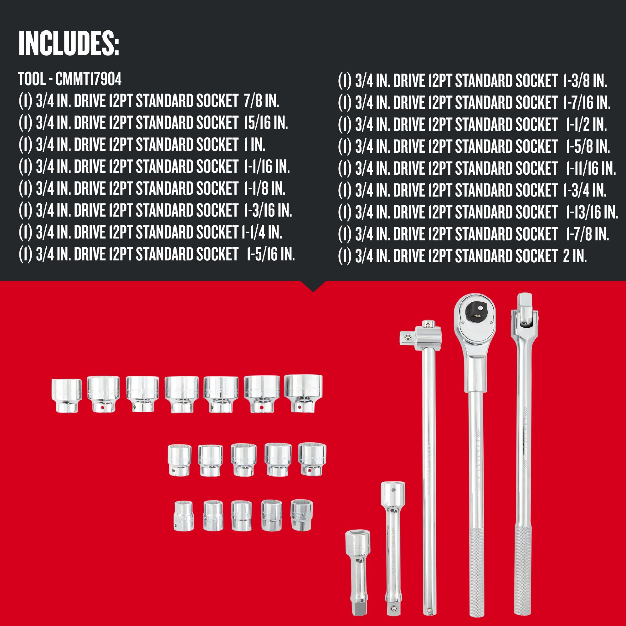 CRAFTSMAN 22-Piece Standard (SAE) and Metric Polished Chrome Mechanics Tool Set CMMT17904 Sansujyuku sansujyuku.com